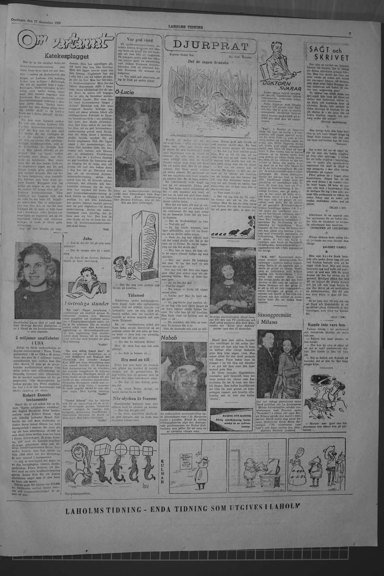 Laholms Tidning Onsdag 17 december 1958, sida 7