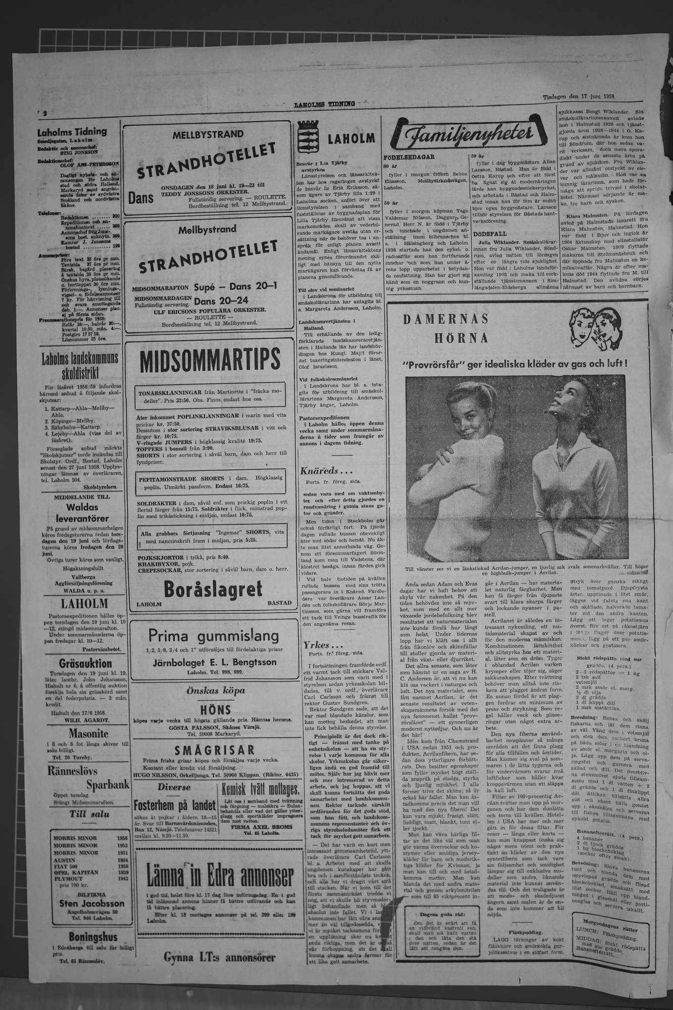 Laholms Tidning Tisdag 17 juni 1958, sida 2