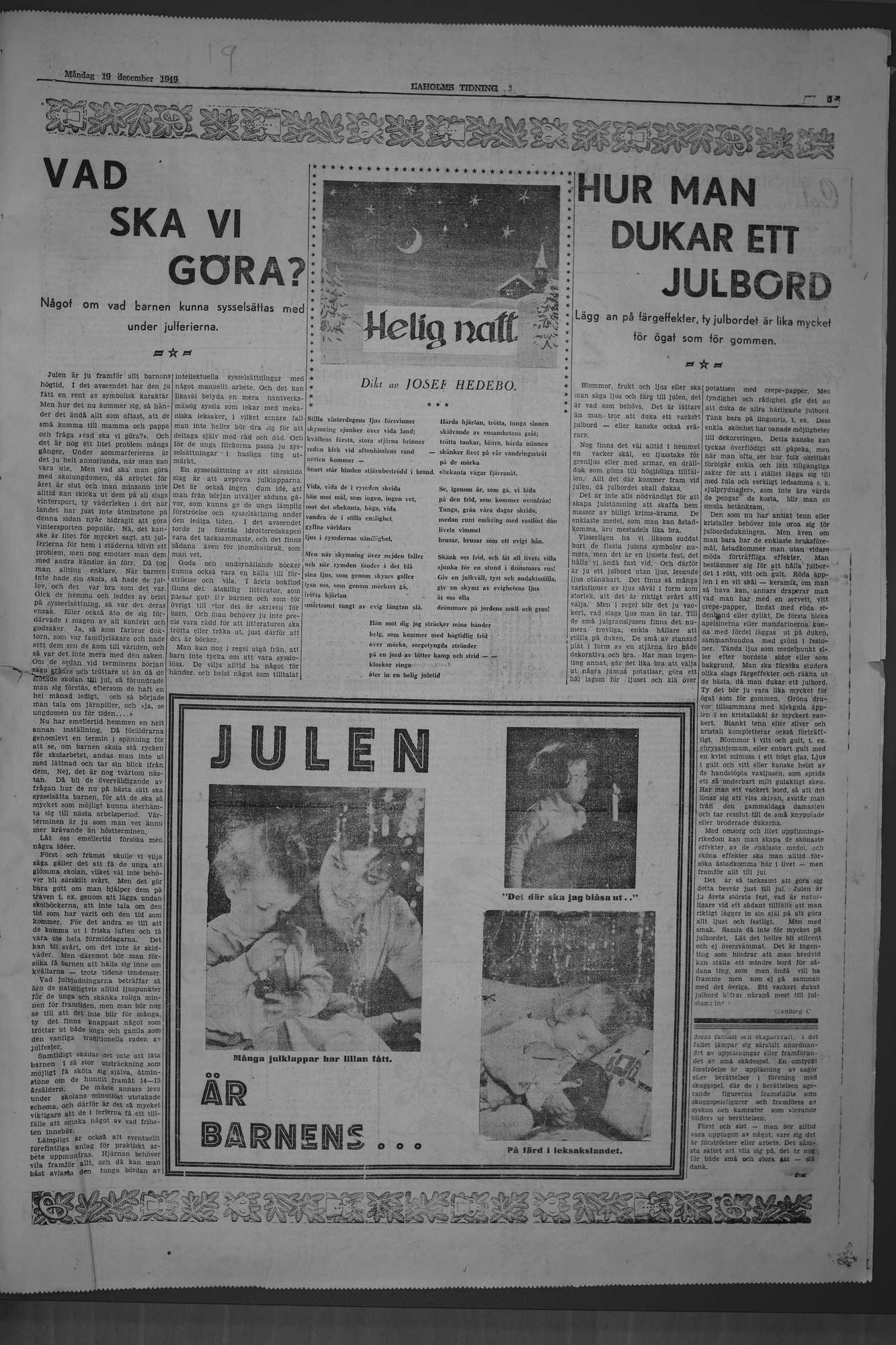 Laholms Tidning Måndag 19 december 1949, sida 5