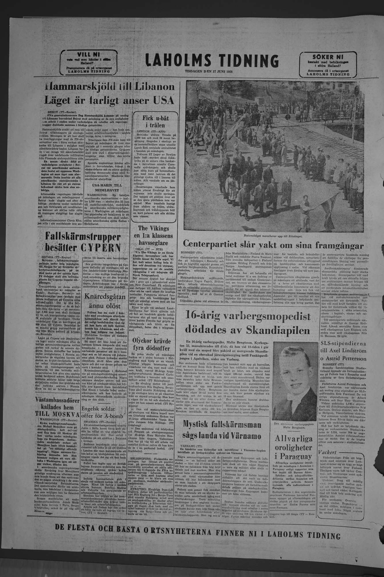 Laholms Tidning Tisdag 17 juni 1958, sida 8