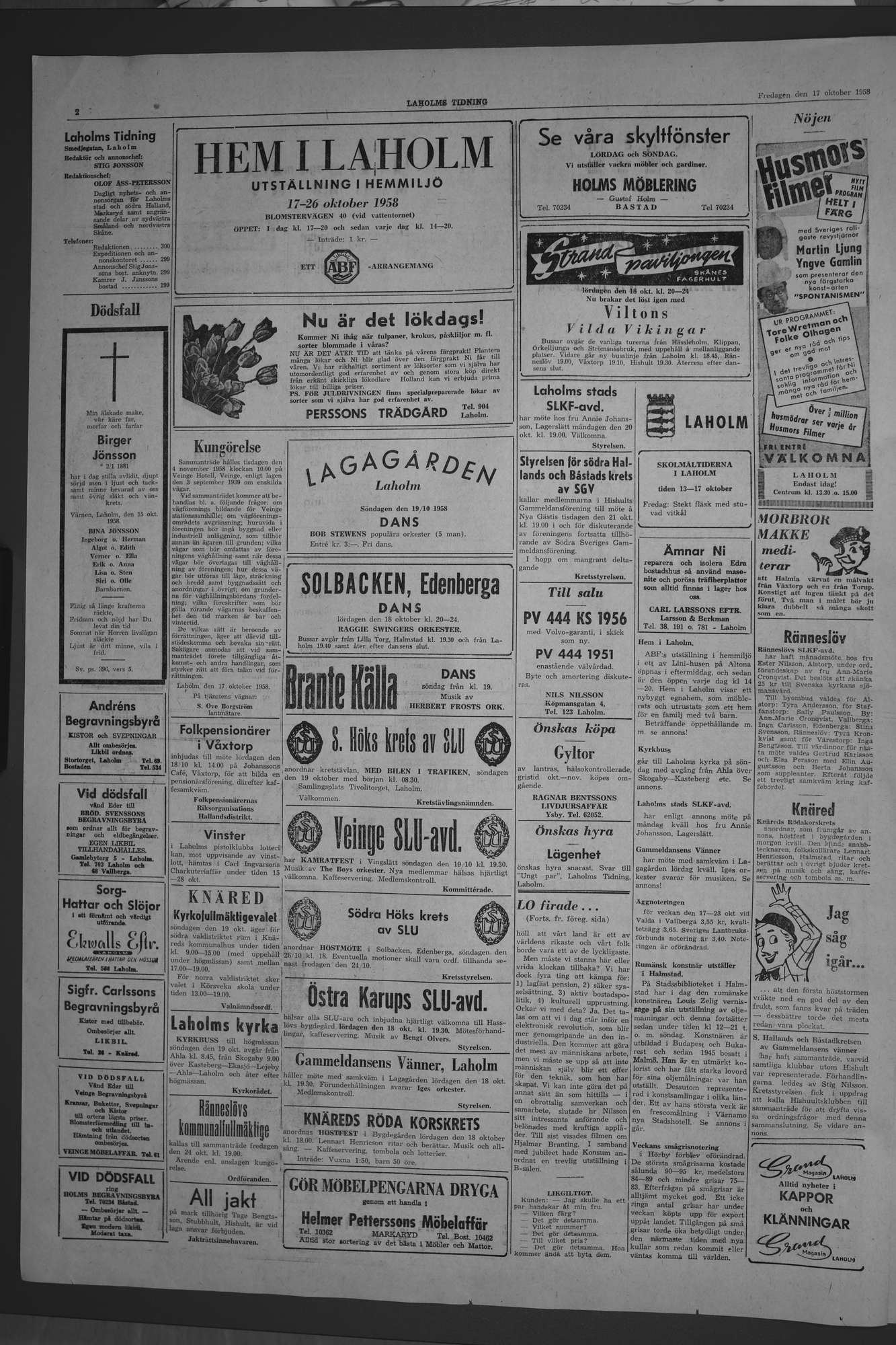 Laholms Tidning Fredag 17 oktober 1958, sida 2