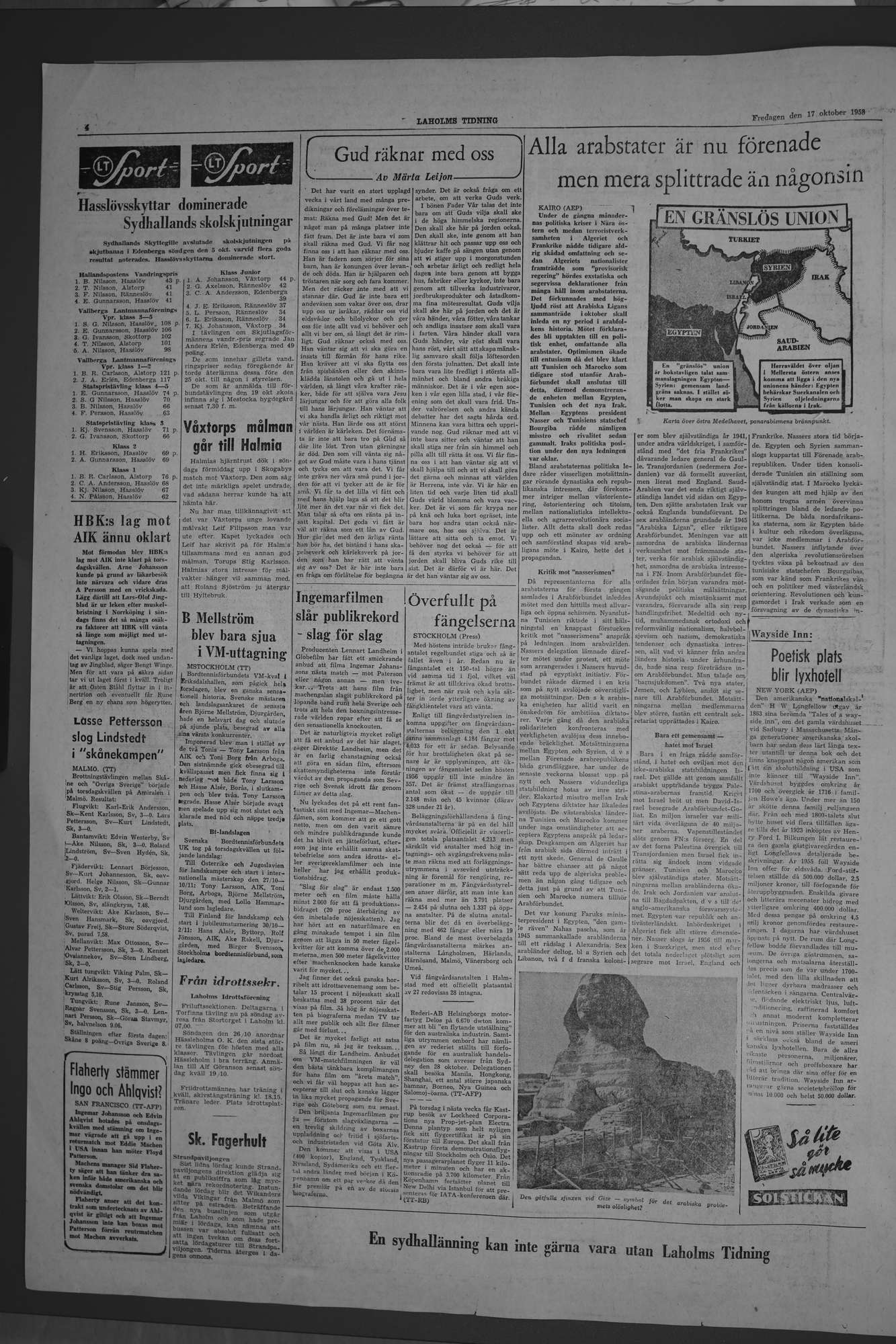 Laholms Tidning Fredag 17 oktober 1958, sida 4
