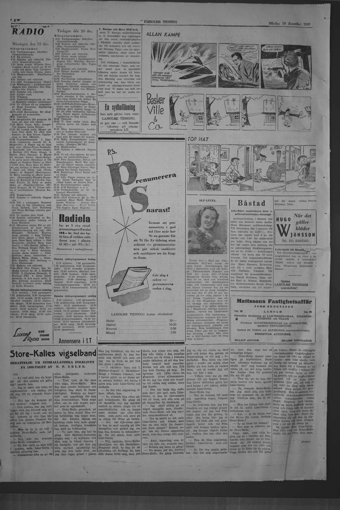 Laholms Tidning Måndag 19 december 1949, sida 8
