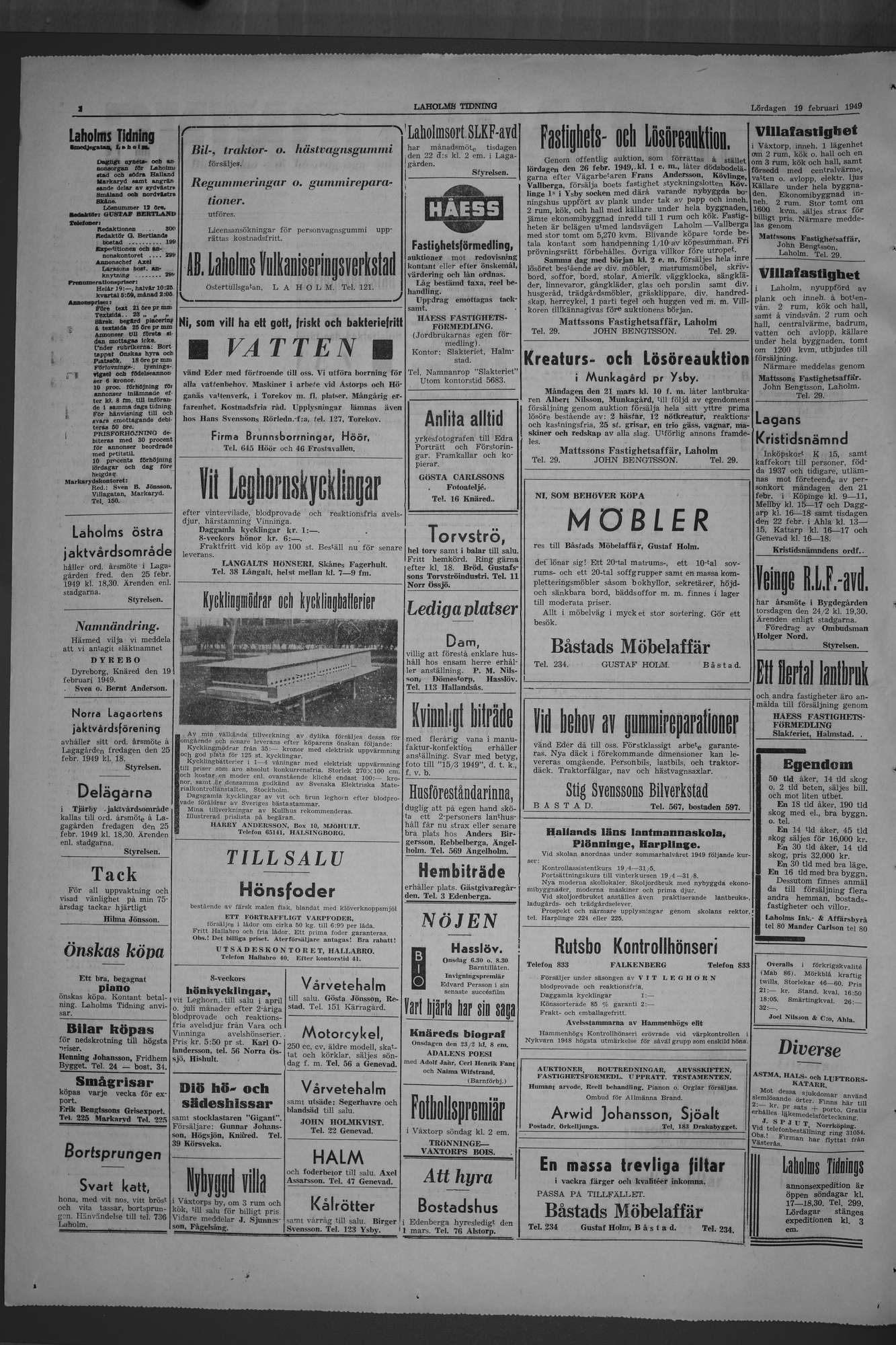 Laholms Tidning Lördag 19 februari 1949, sida 2