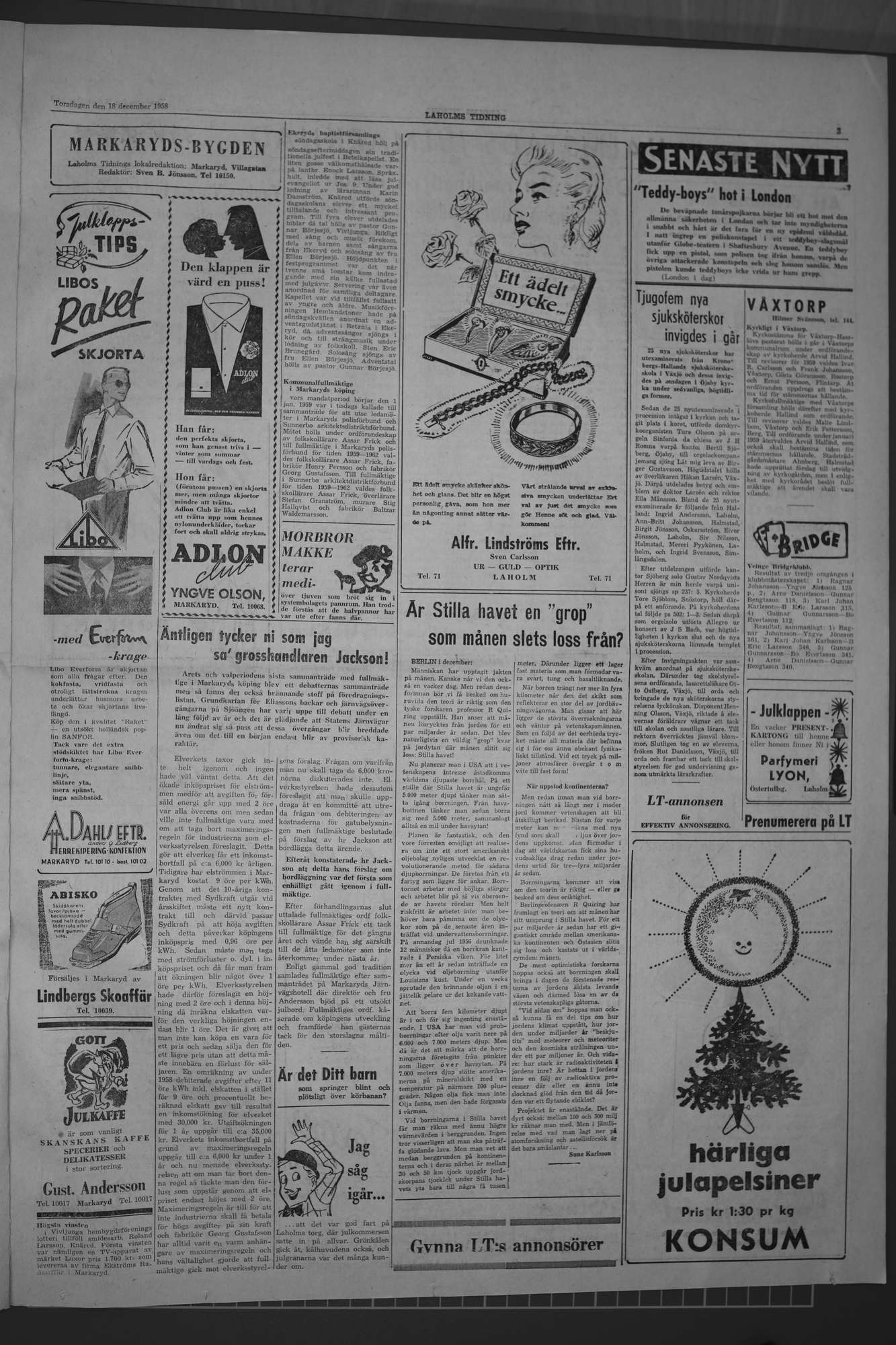 Laholms Tidning Torsdag 18 december 1958, sida 3