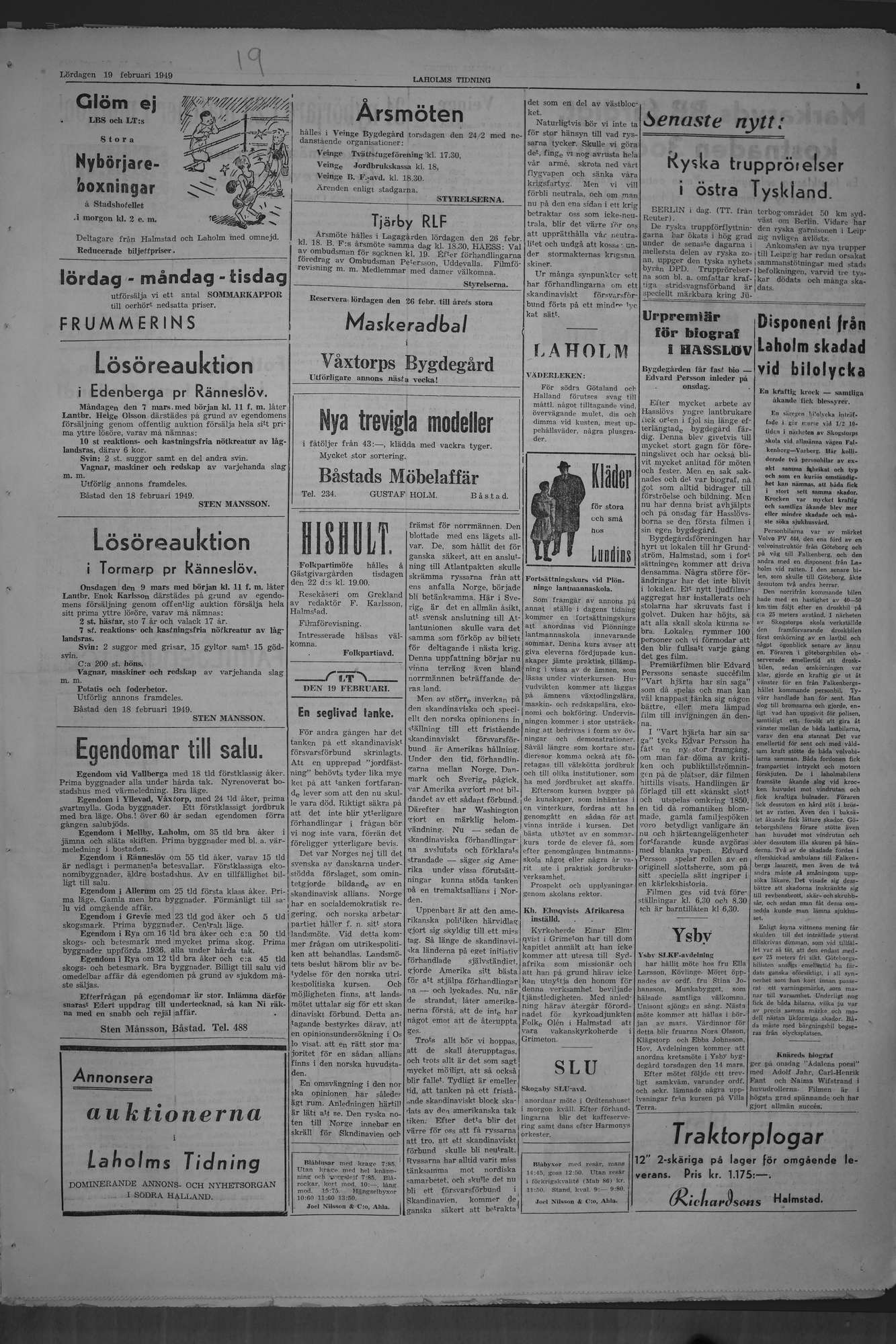 Laholms Tidning Lördag 19 februari 1949, sida 3