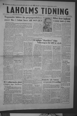Förstasidan, Tisdag 18 februari 1958