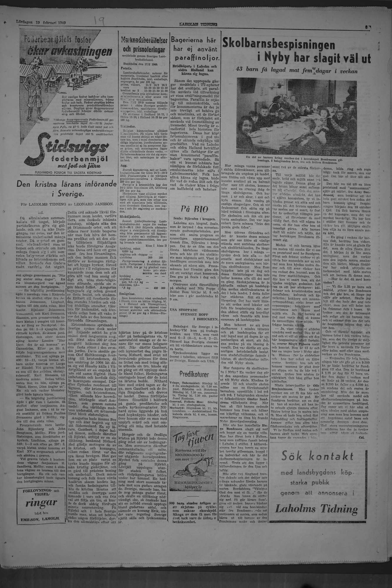 Laholms Tidning Lördag 19 februari 1949, sida 5