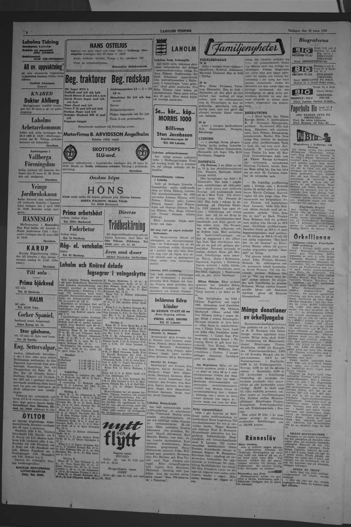Laholms Tidning Tisdag 18 mars 1958, sida 2
