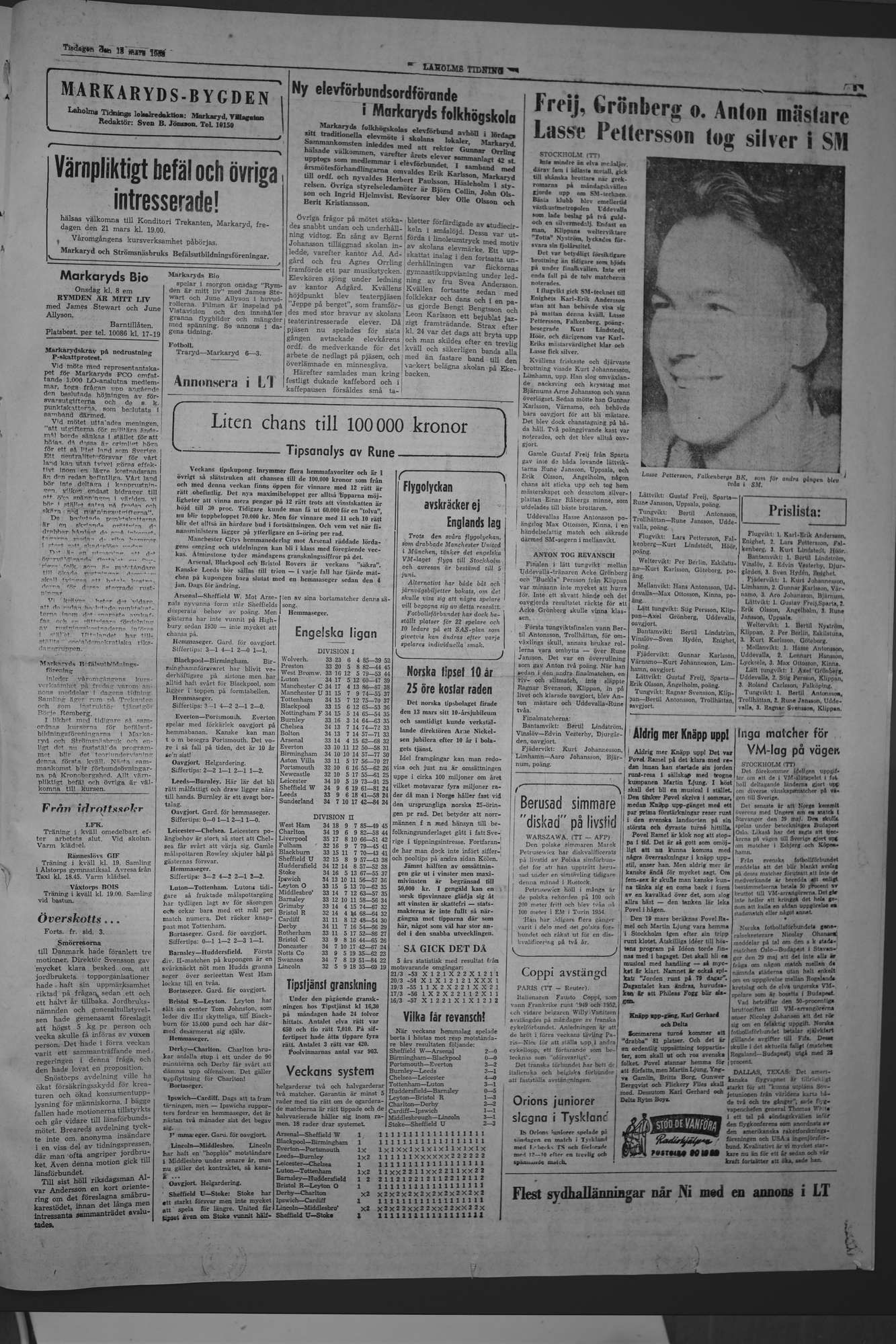 Laholms Tidning Tisdag 18 mars 1958, sida 5