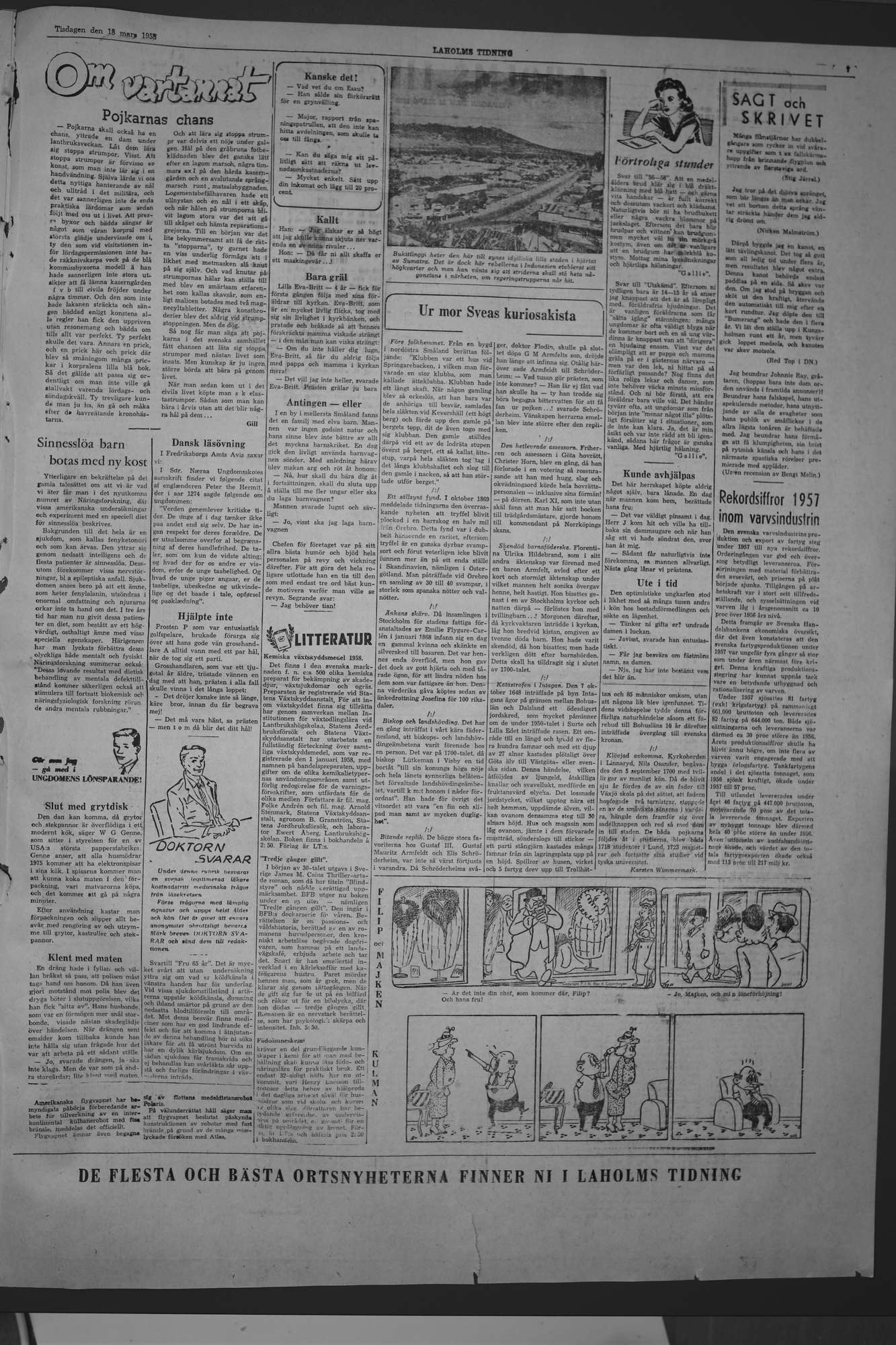 Laholms Tidning Tisdag 18 mars 1958, sida 7