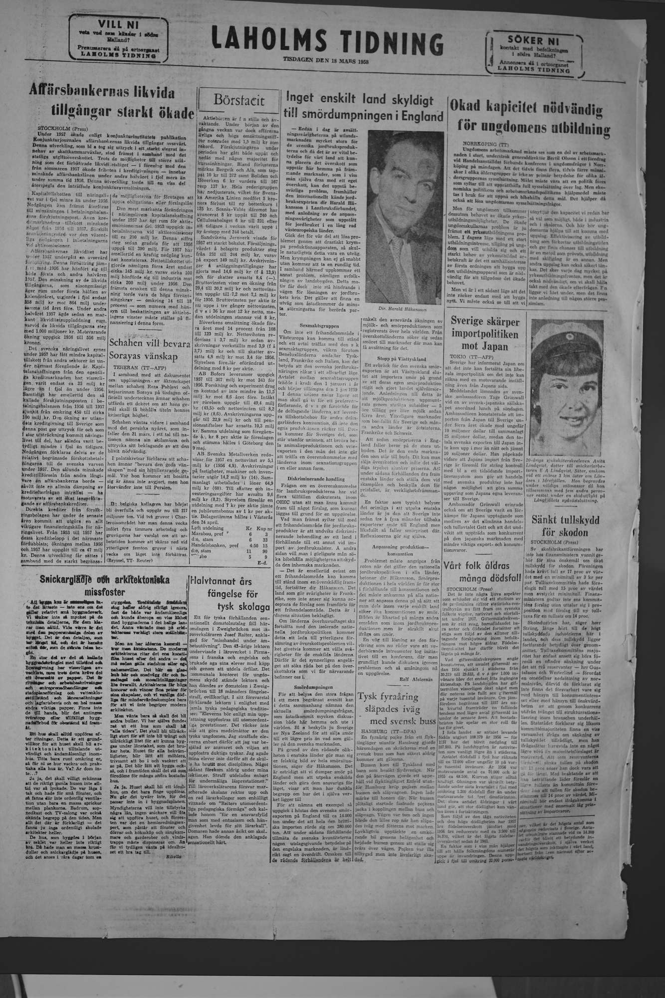 Laholms Tidning Tisdag 18 mars 1958, sida 8