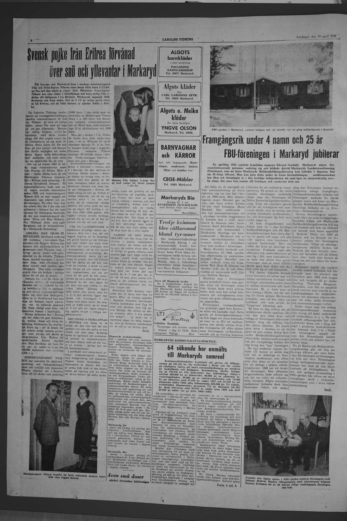 Laholms Tidning Lördag 19 april 1958, sida 4