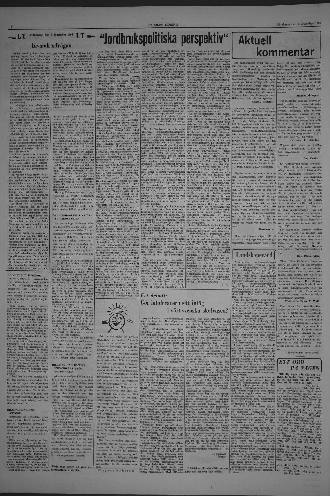 Laholms Tidning Måndag 6 december 1965, sida 4