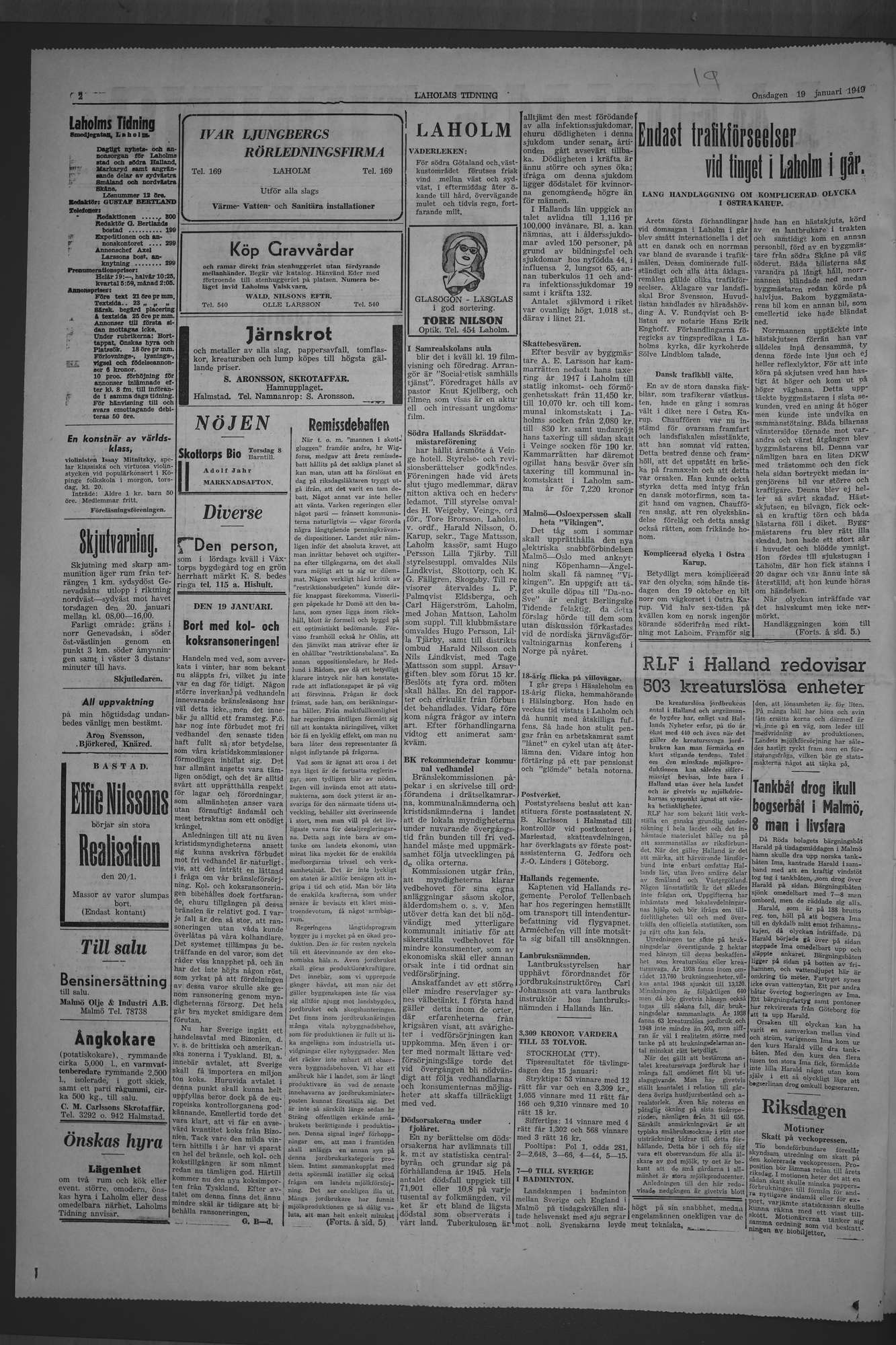 Laholms Tidning Onsdag 19 januari 1949, sida 2