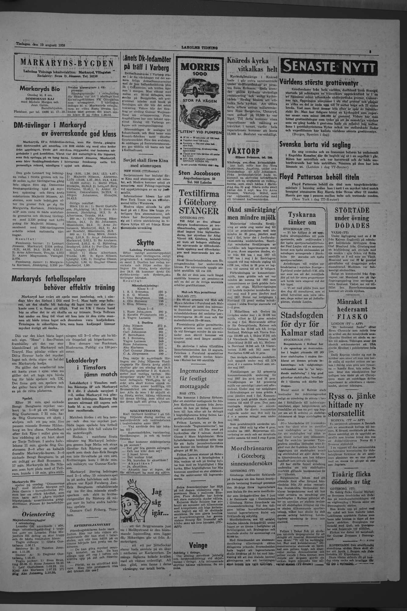 Laholms Tidning Tisdag 19 augusti 1958, sida 3