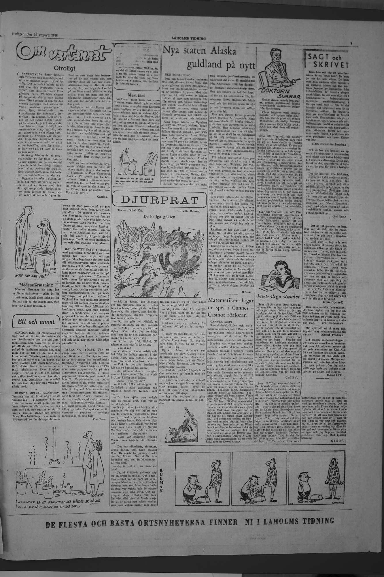 Laholms Tidning Tisdag 19 augusti 1958, sida 7