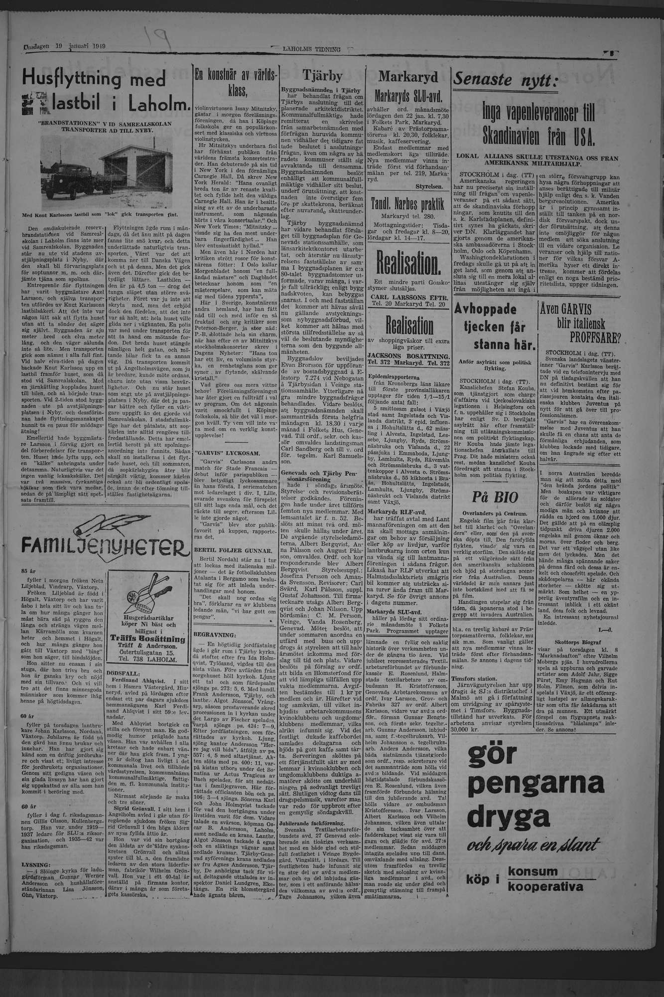 Laholms Tidning Onsdag 19 januari 1949, sida 3