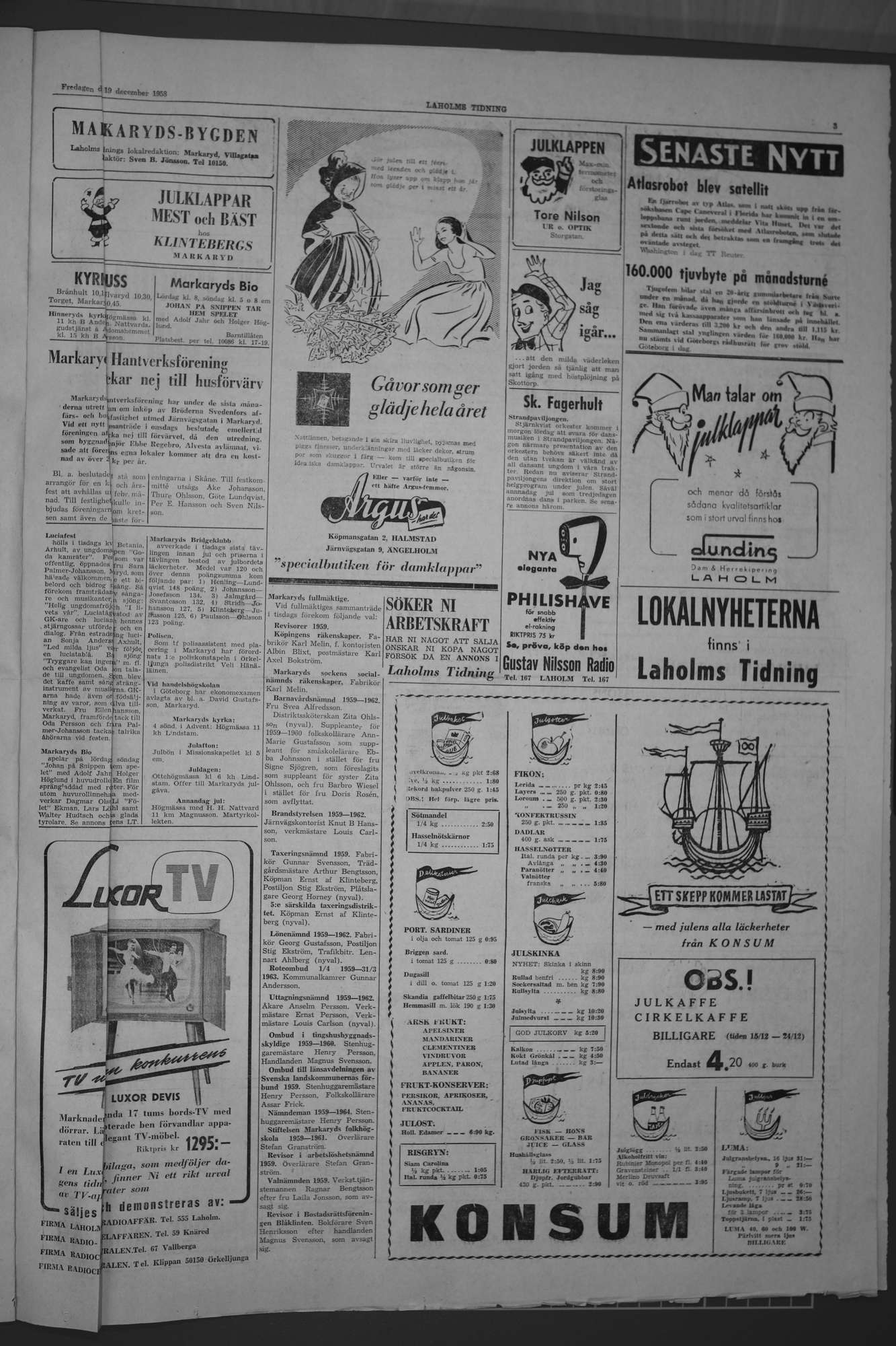 Laholms Tidning Fredag 19 december 1958, sida 3