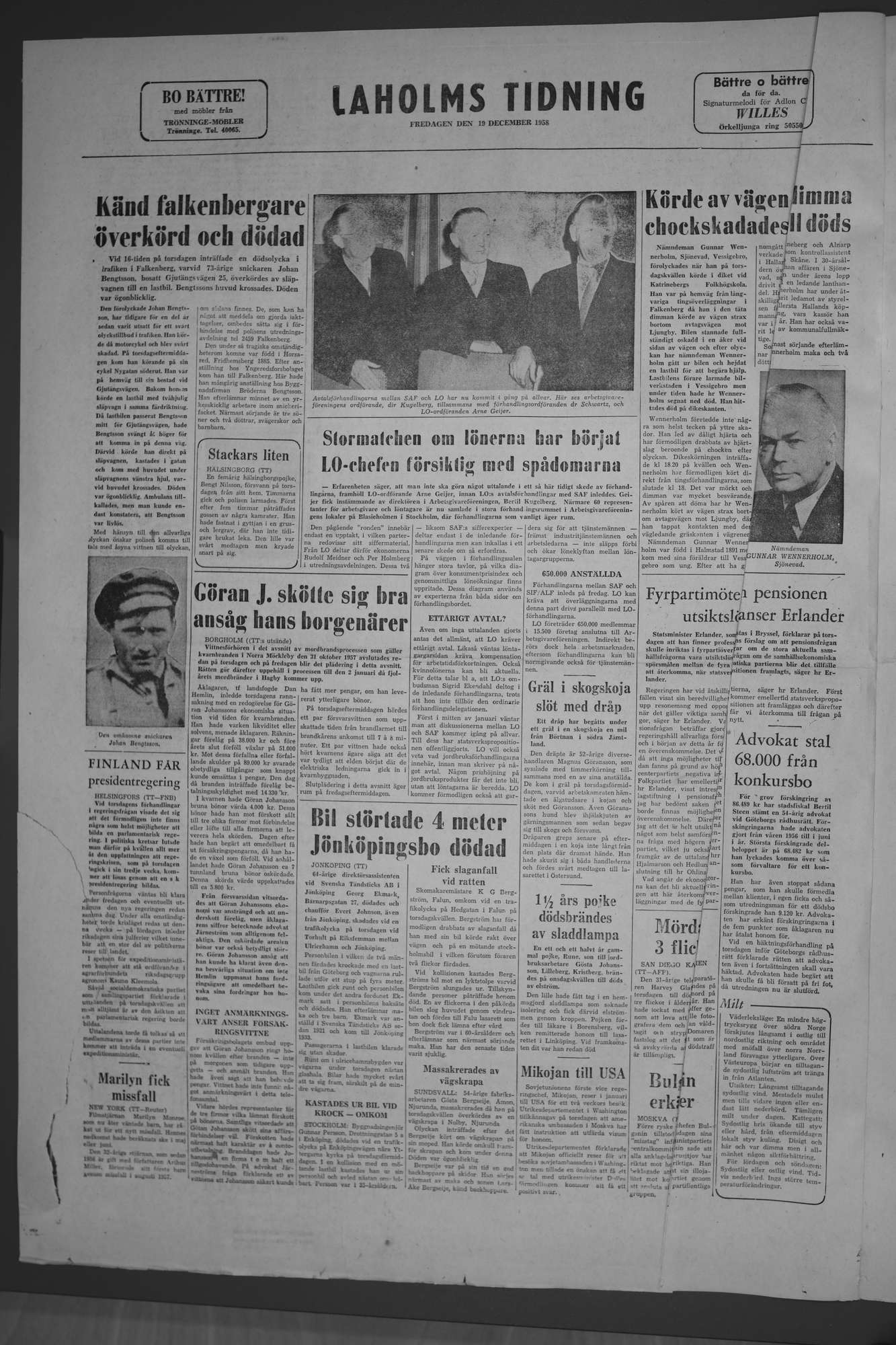 Laholms Tidning Fredag 19 december 1958, sida 8