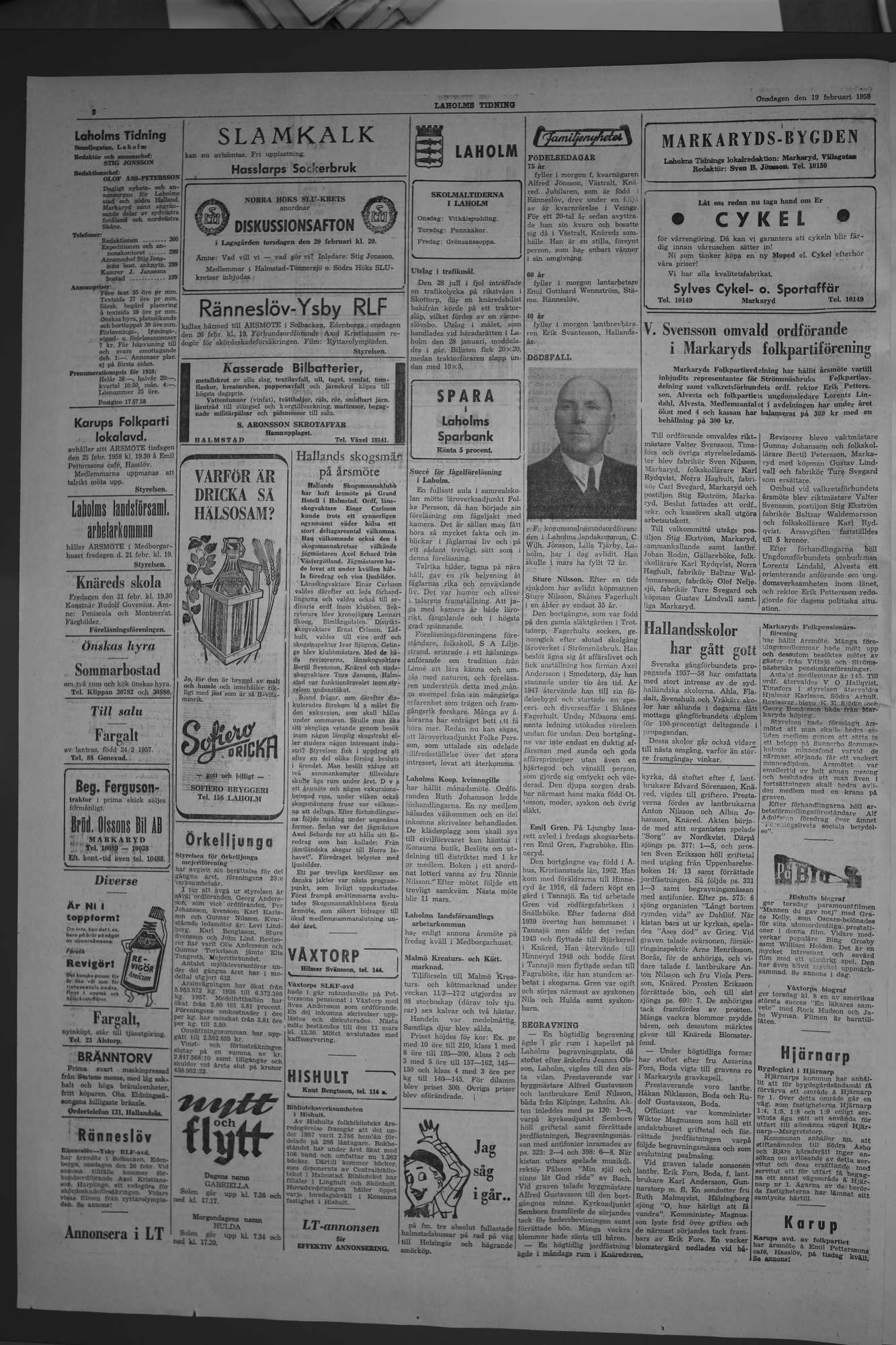 Laholms Tidning Onsdag 19 februari 1958, sida 2
