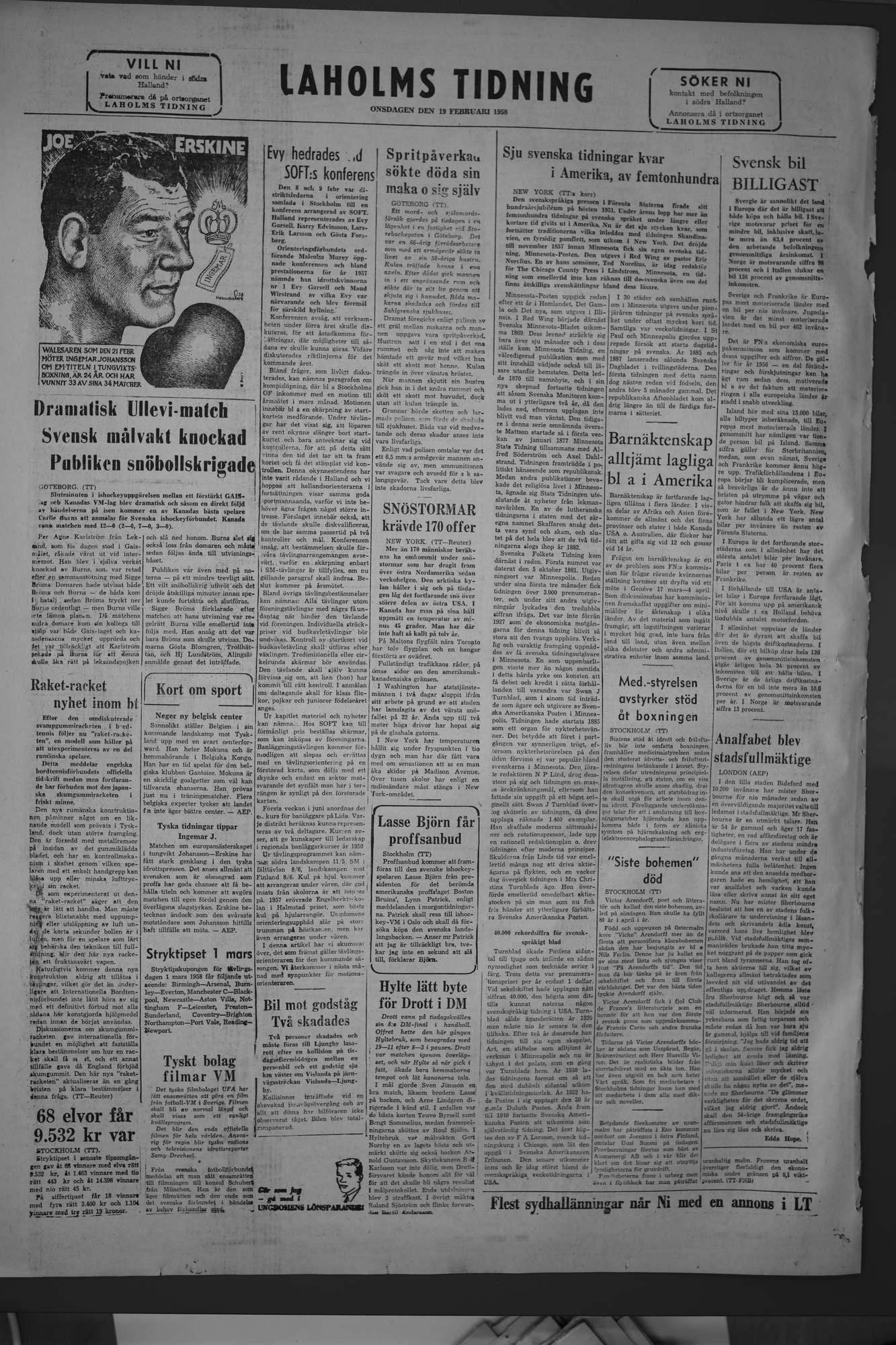 Laholms Tidning Onsdag 19 februari 1958, sida 6