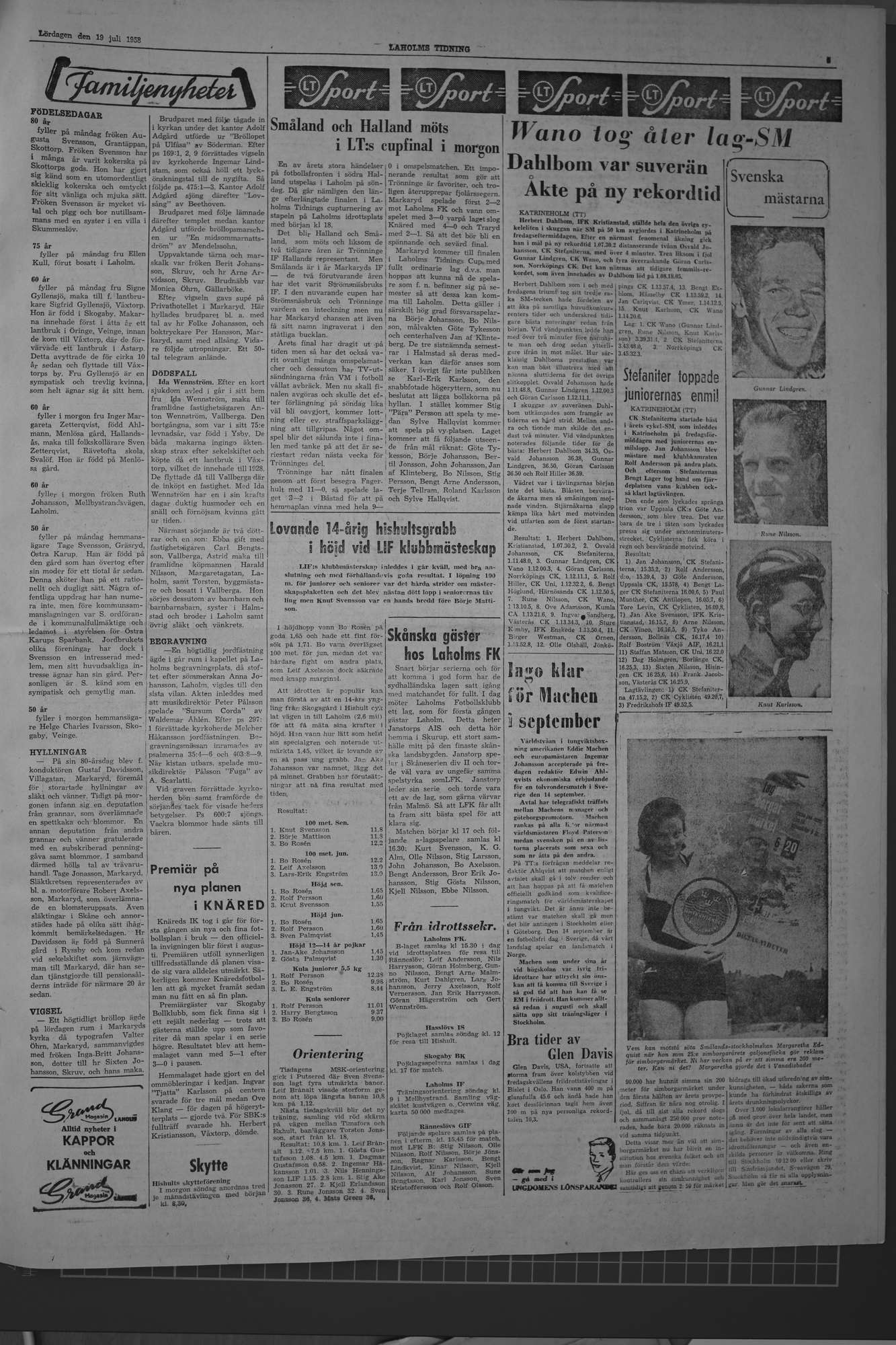 Laholms Tidning Lördag 19 juli 1958, sida 5