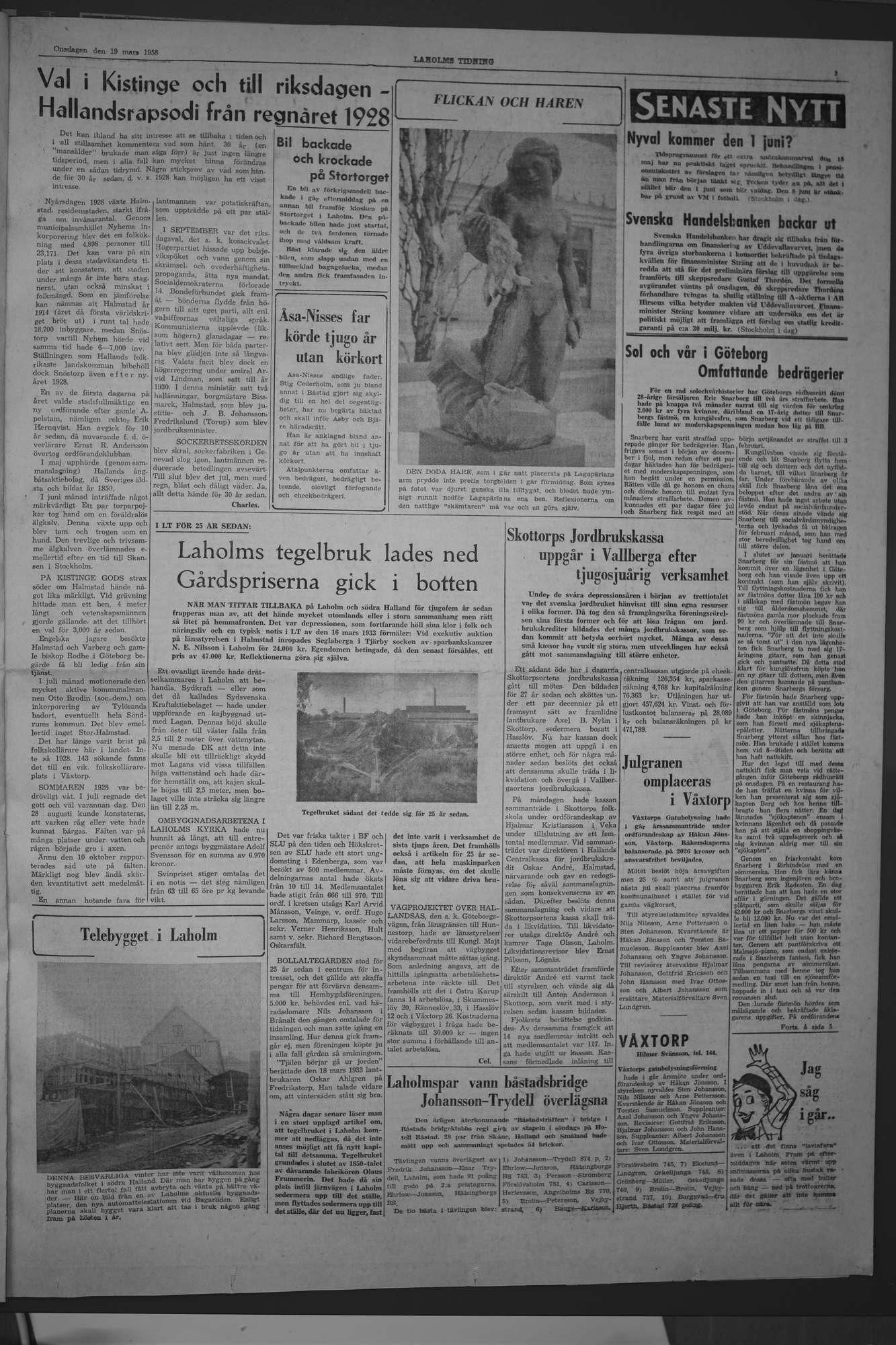 Laholms Tidning Onsdag 19 mars 1958, sida 3