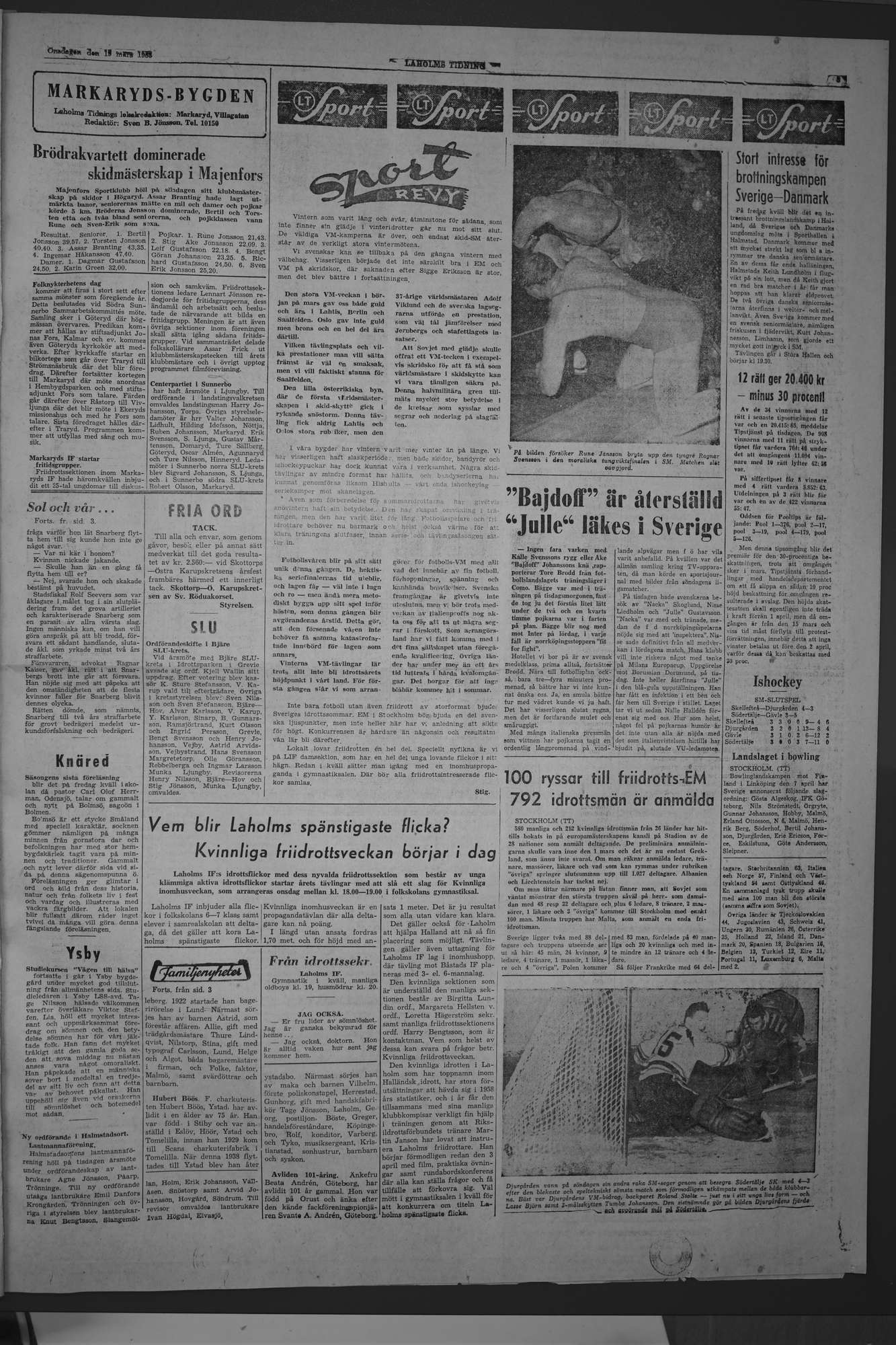 Laholms Tidning Onsdag 19 mars 1958, sida 5