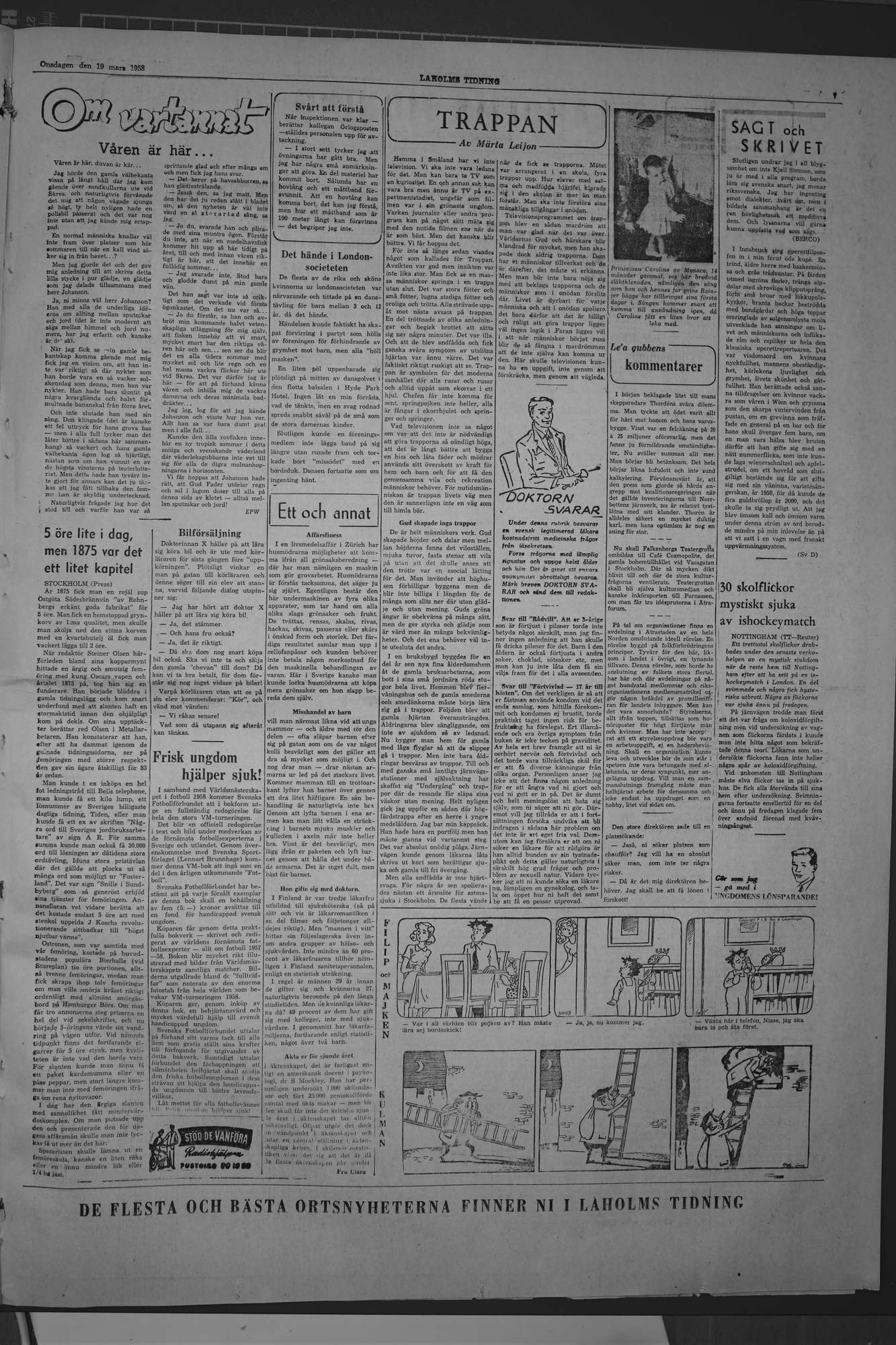 Laholms Tidning Onsdag 19 mars 1958, sida 7