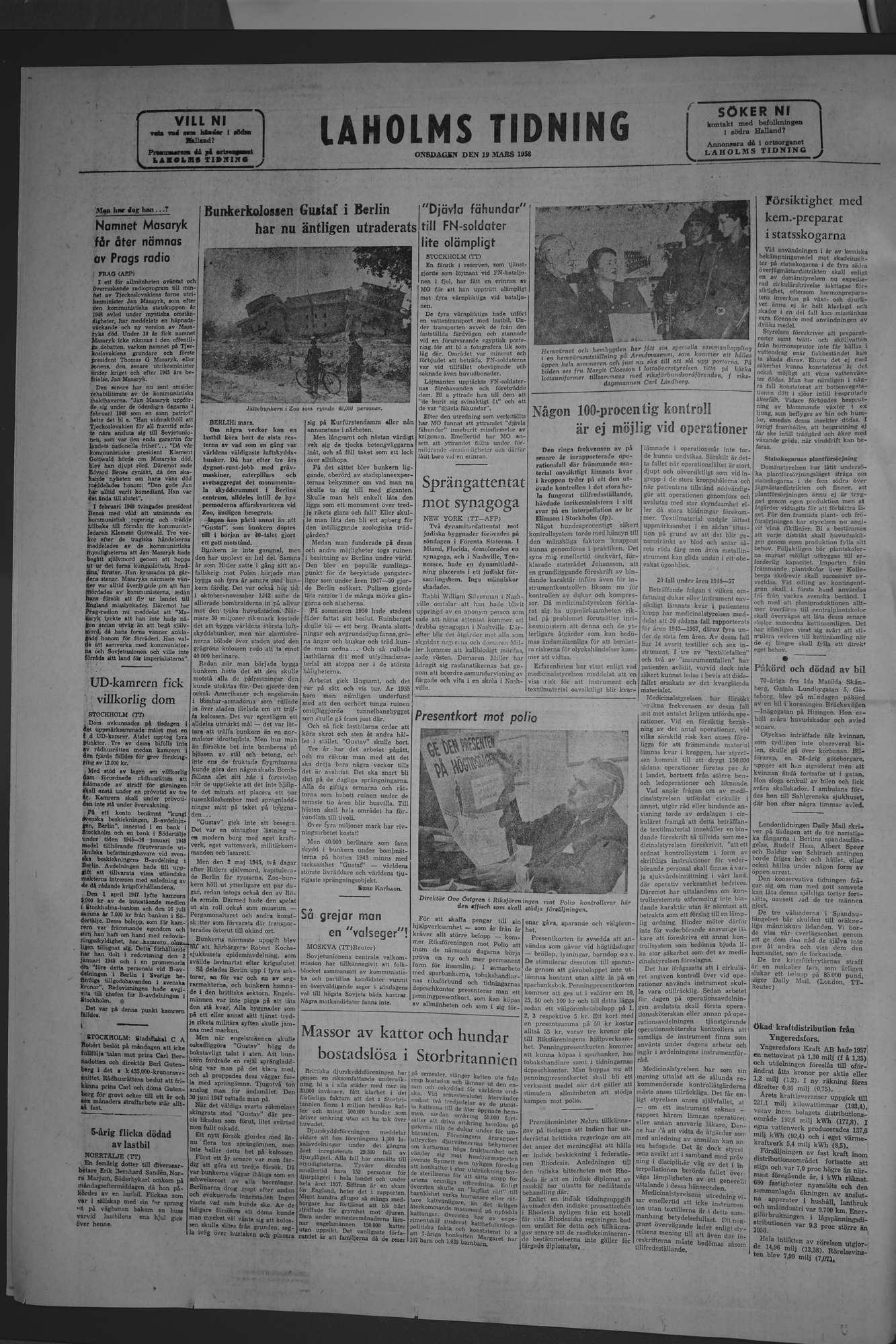Laholms Tidning Onsdag 19 mars 1958, sida 8
