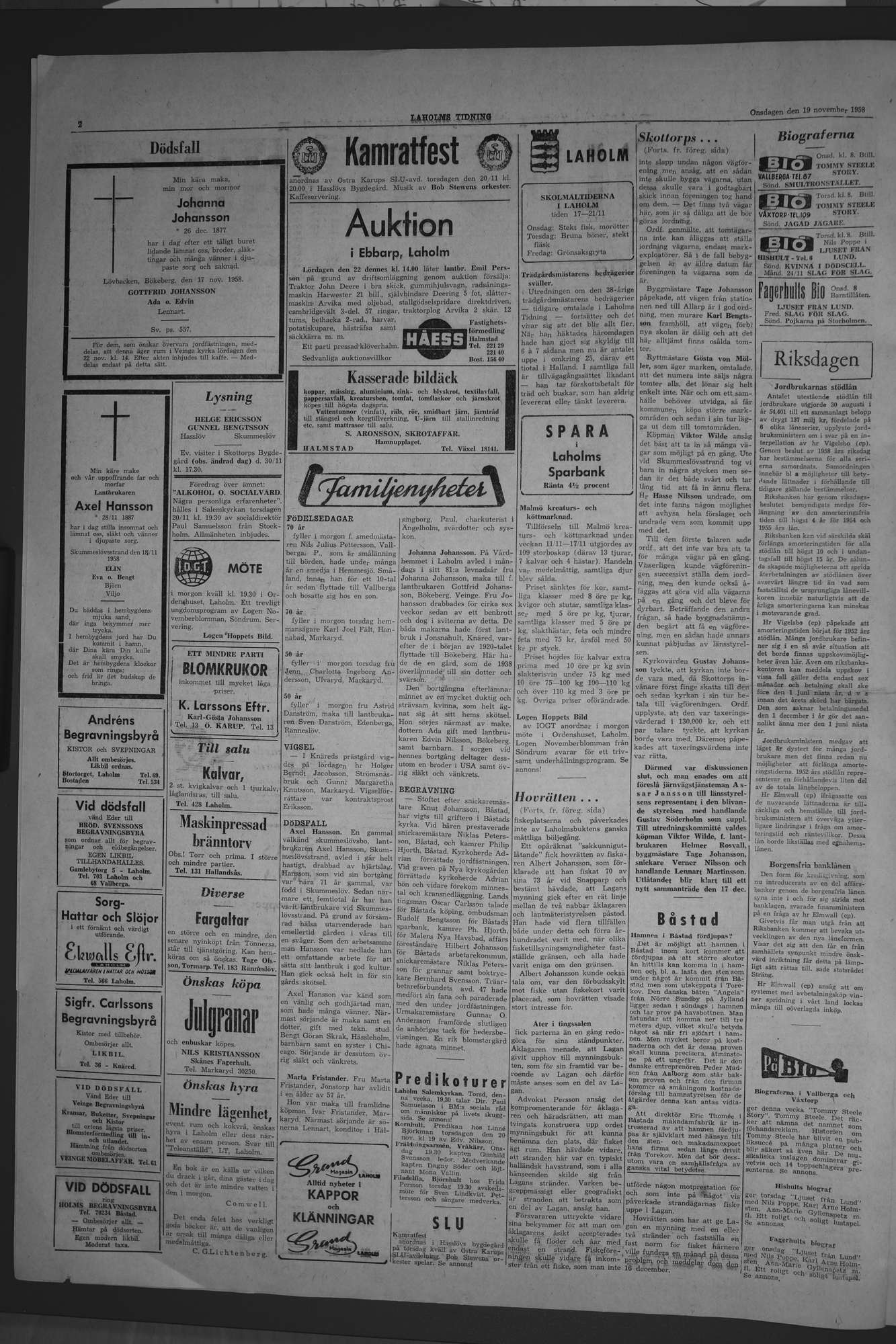 Laholms Tidning Onsdag 19 november 1958, sida 2