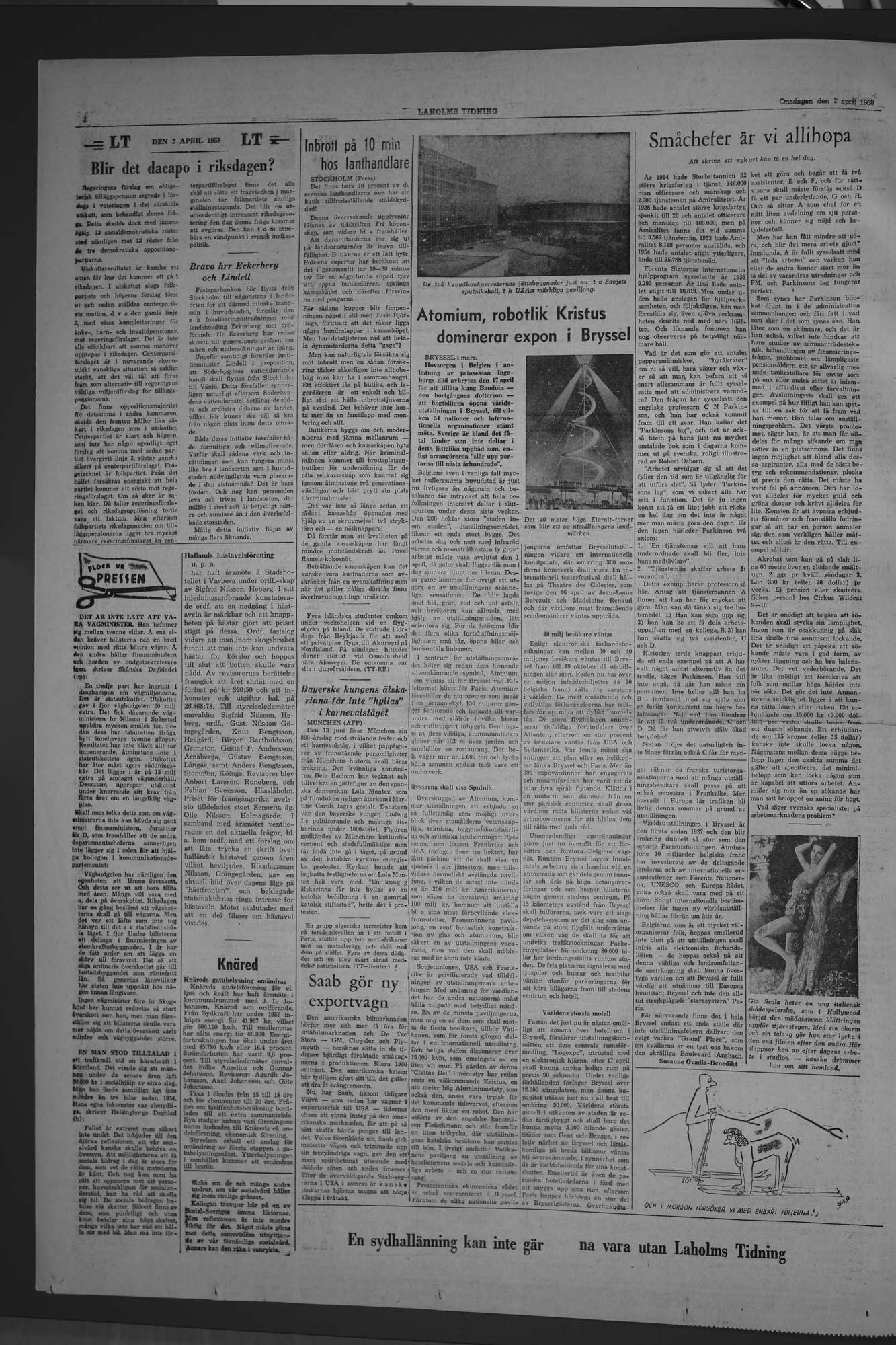 Laholms Tidning Onsdag 2 april 1958, sida 4