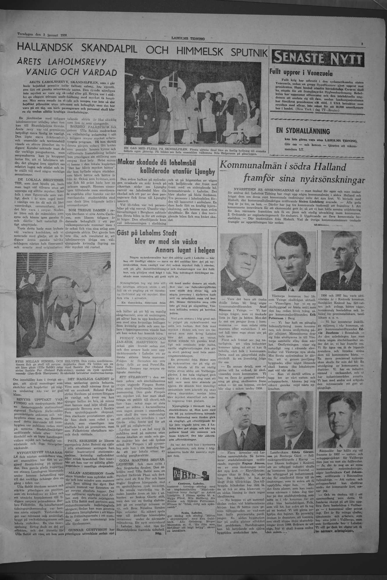 Laholms Tidning Torsdag 2 januari 1958, sida 3
