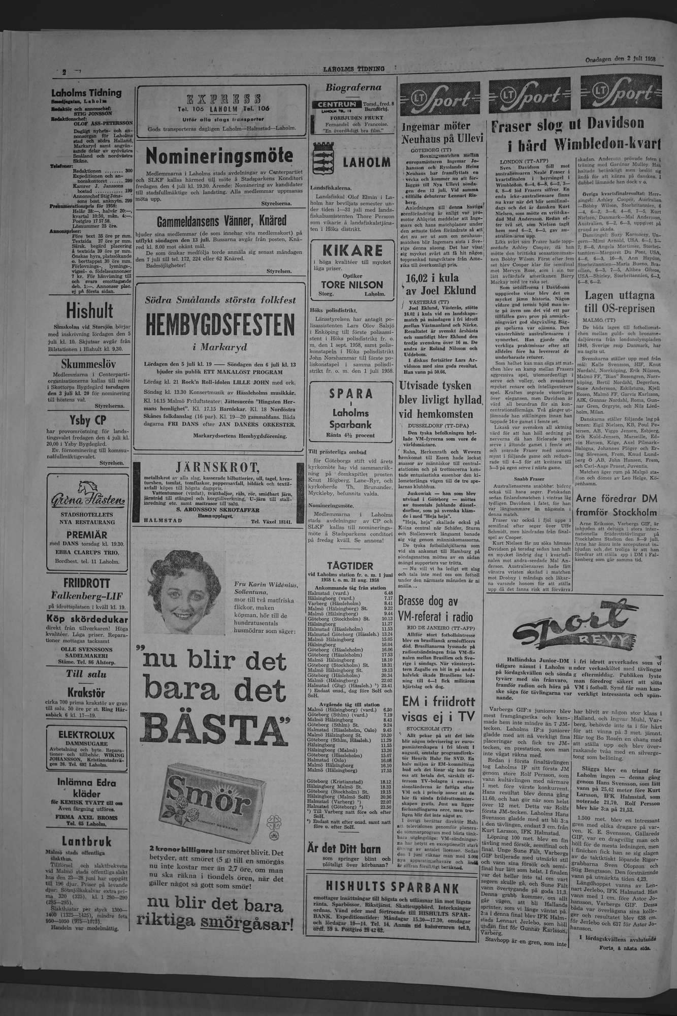 Laholms Tidning Onsdag 2 juli 1958, sida 2