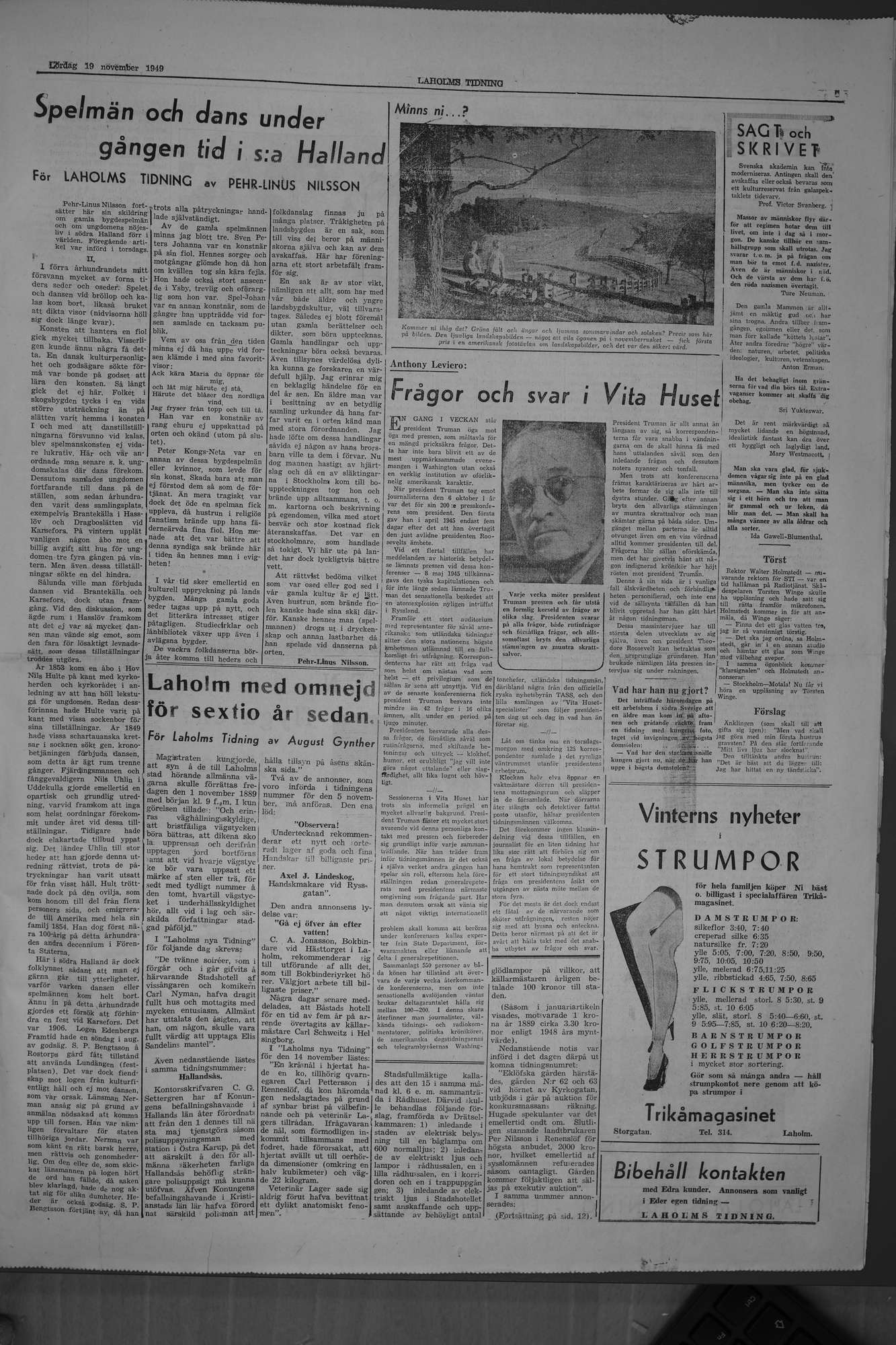 Laholms Tidning Lördag 19 november 1949, sida 7