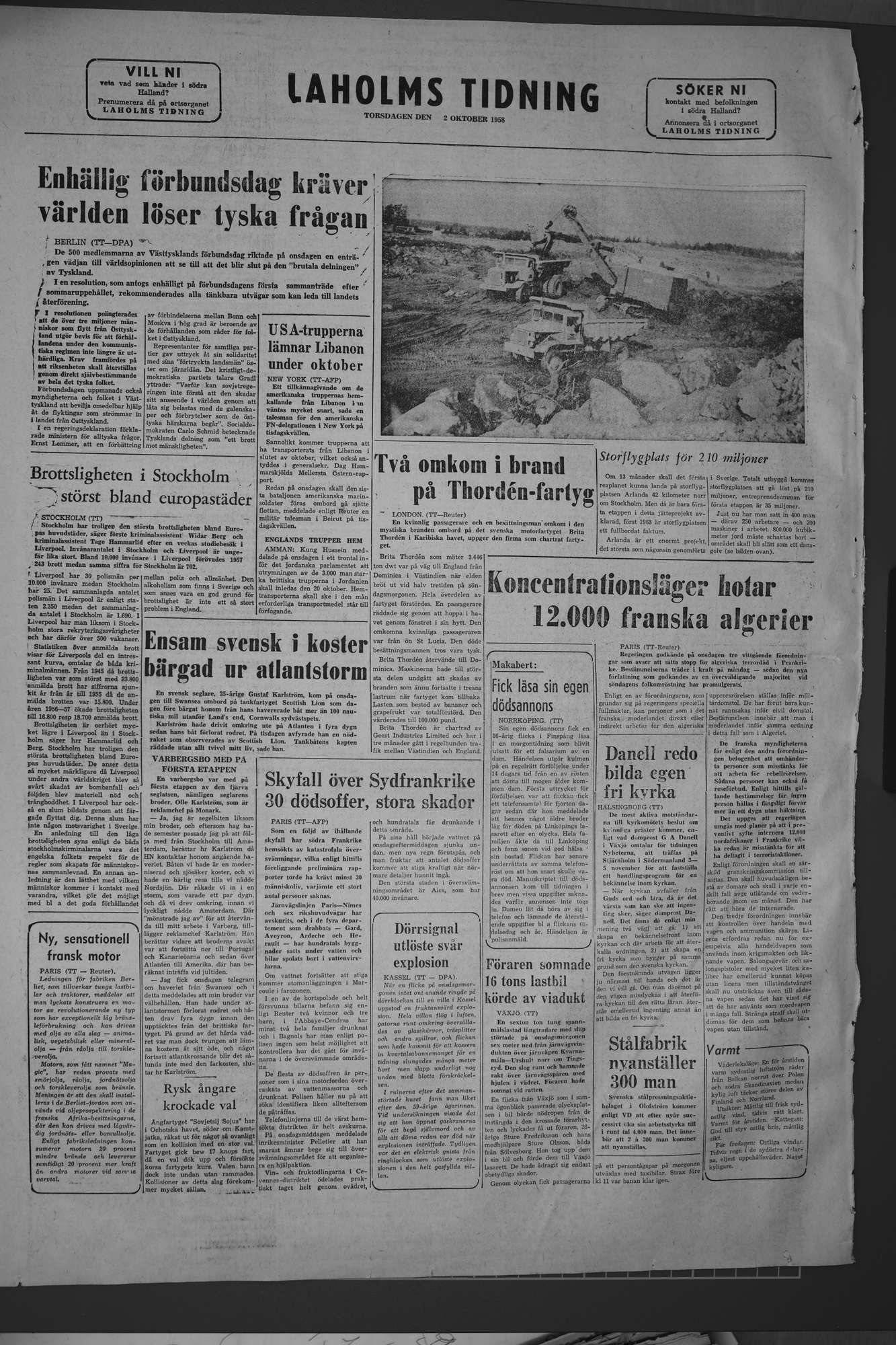 Laholms Tidning Torsdag 2 oktober 1958, sida 6