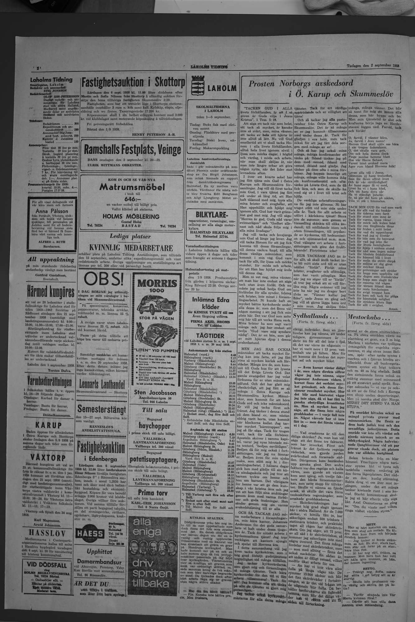 Laholms Tidning Tisdag 2 september 1958, sida 2