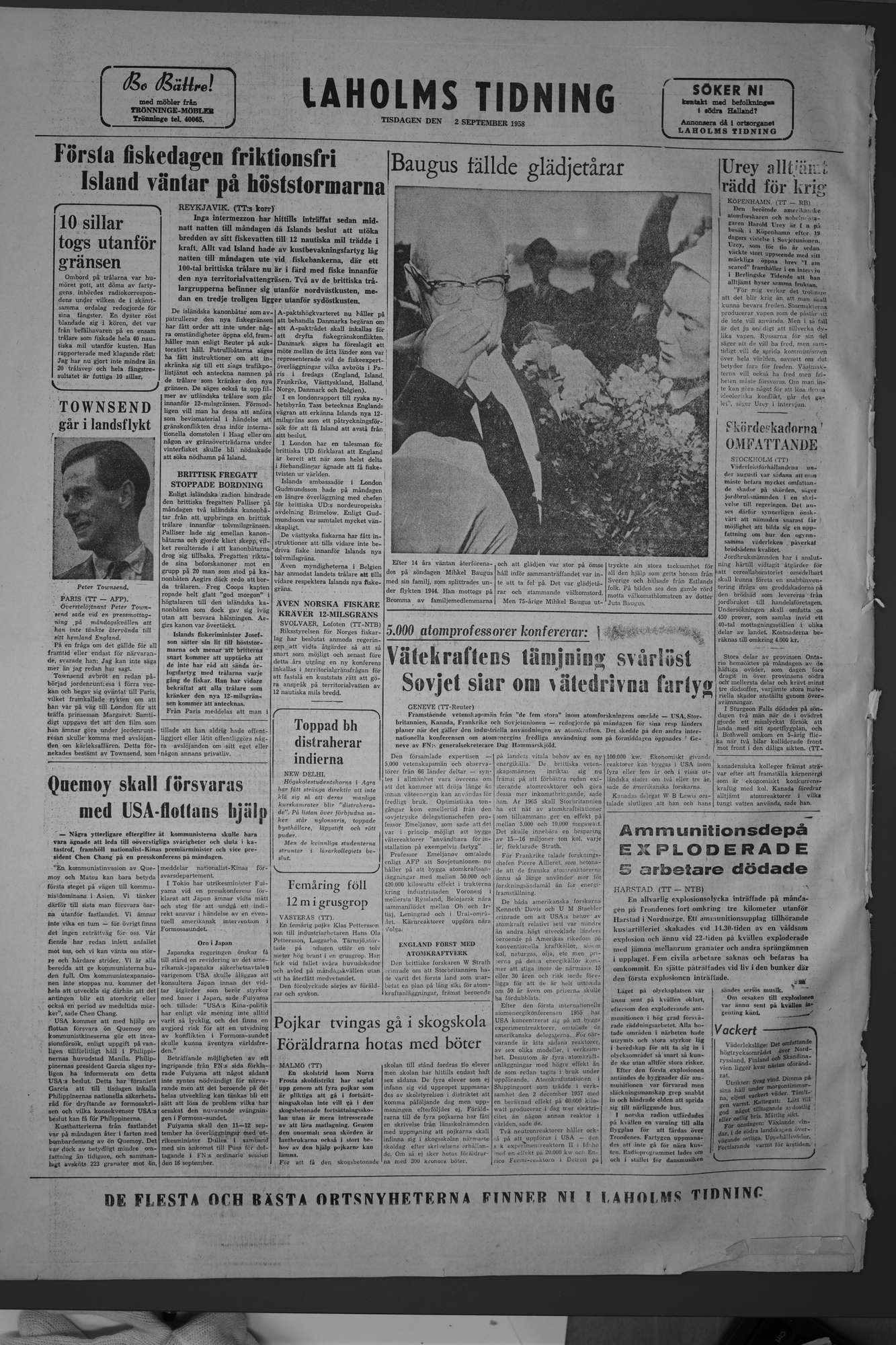 Laholms Tidning Tisdag 2 september 1958, sida 8