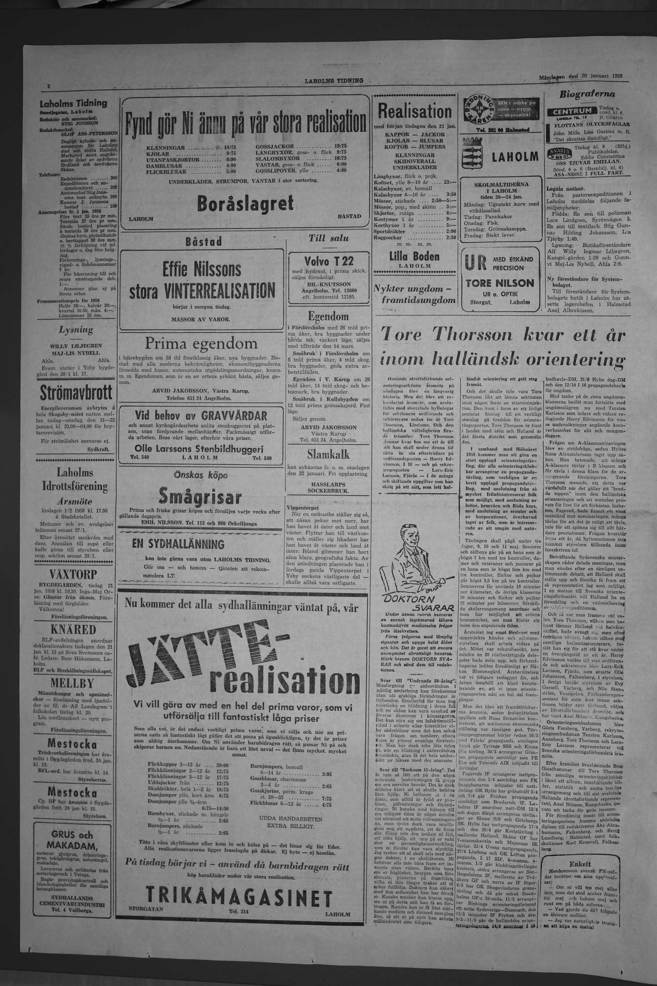 Laholms Tidning Måndag 20 januari 1958, sida 2