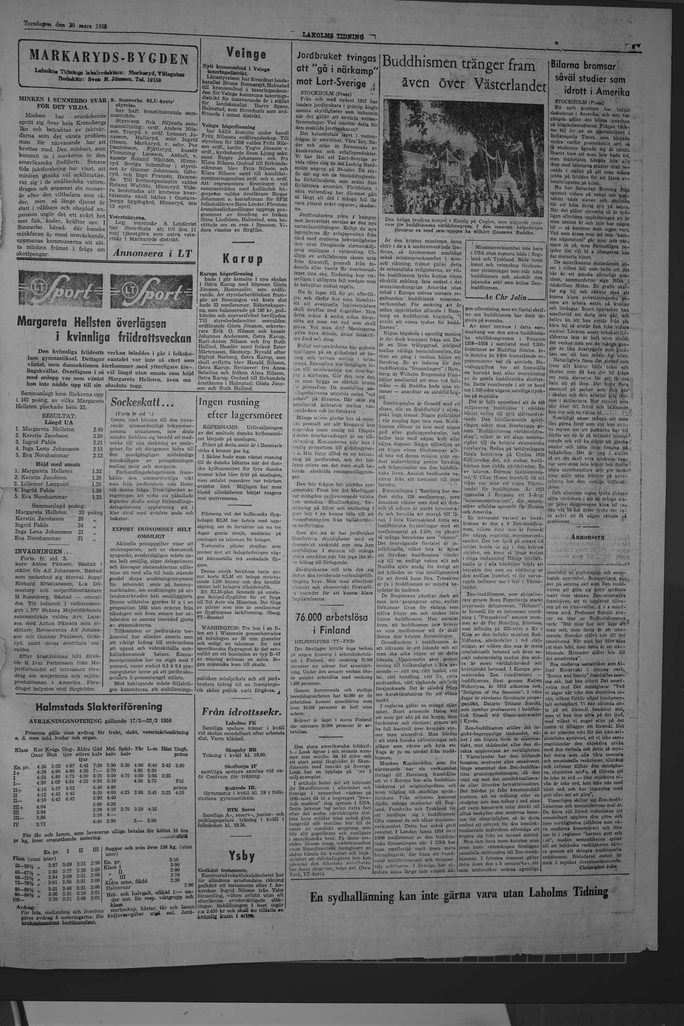 Laholms Tidning Torsdag 20 mars 1958, sida 3