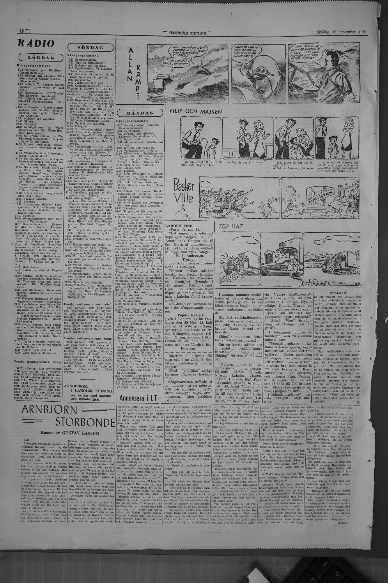 Laholms Tidning Lördag 19 november 1949, sida 12