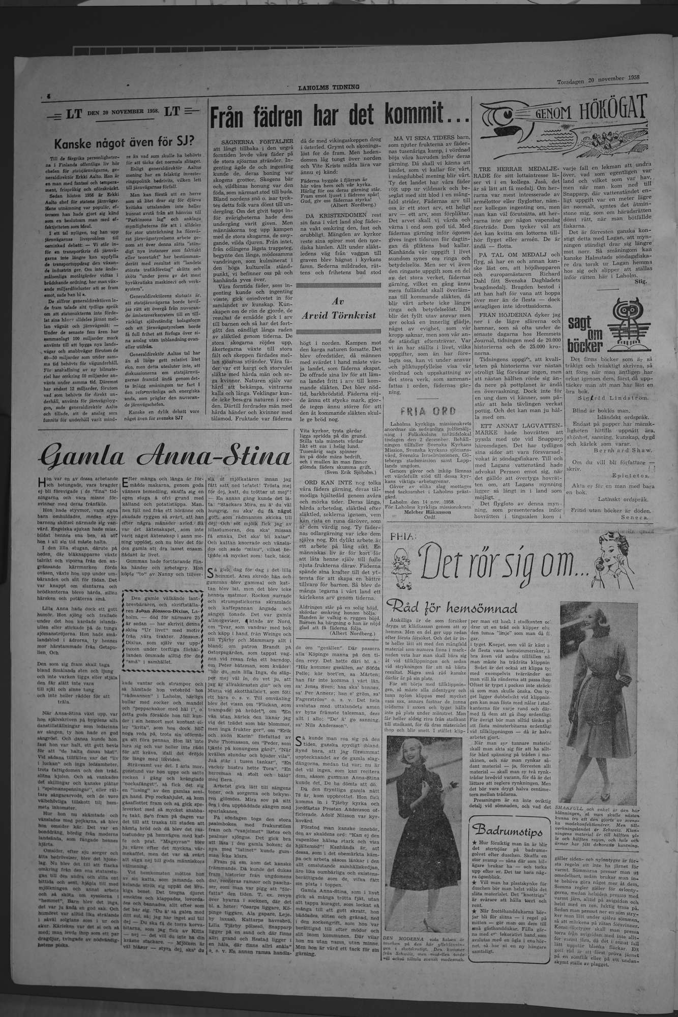 Laholms Tidning Torsdag 20 november 1958, sida 4