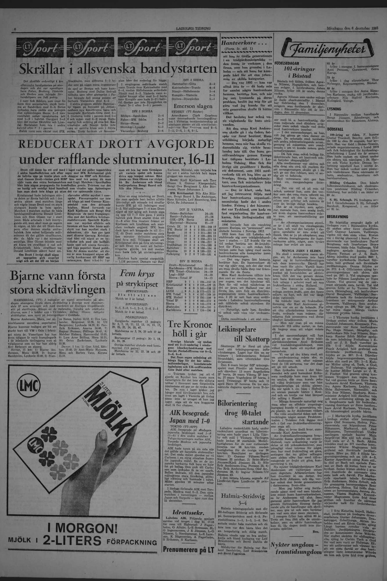 Laholms Tidning Måndag 6 december 1965, sida 6