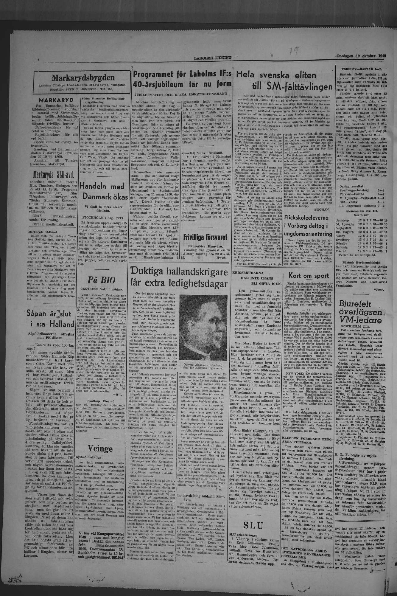 Laholms Tidning Onsdag 19 oktober 1949, sida 4