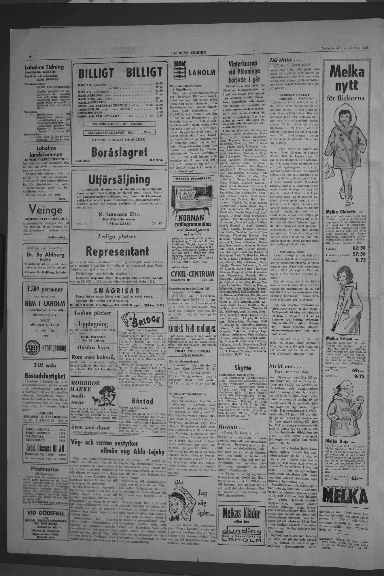 Laholms Tidning Tisdag 21 oktober 1958, sida 2