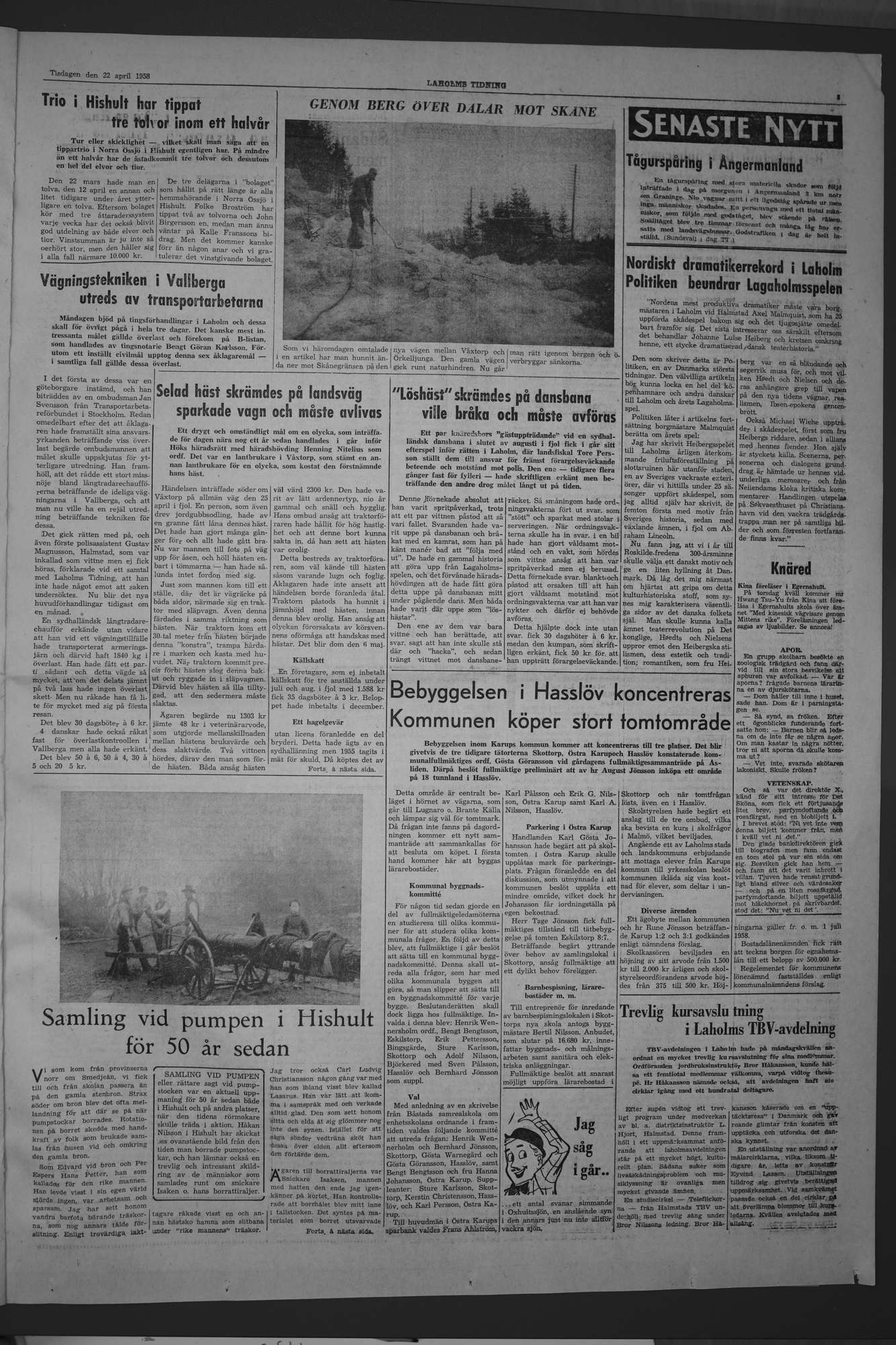 Laholms Tidning Tisdag 22 april 1958, sida 3