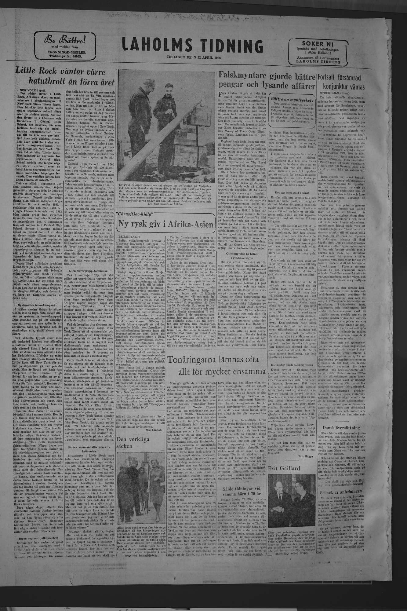Laholms Tidning Tisdag 22 april 1958, sida 8