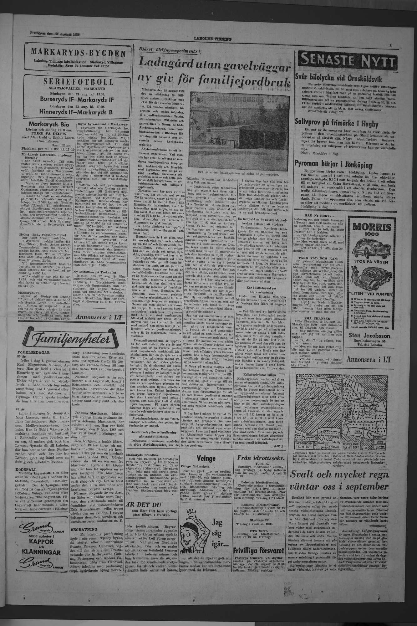 Laholms Tidning Fredag 22 augusti 1958, sida 3