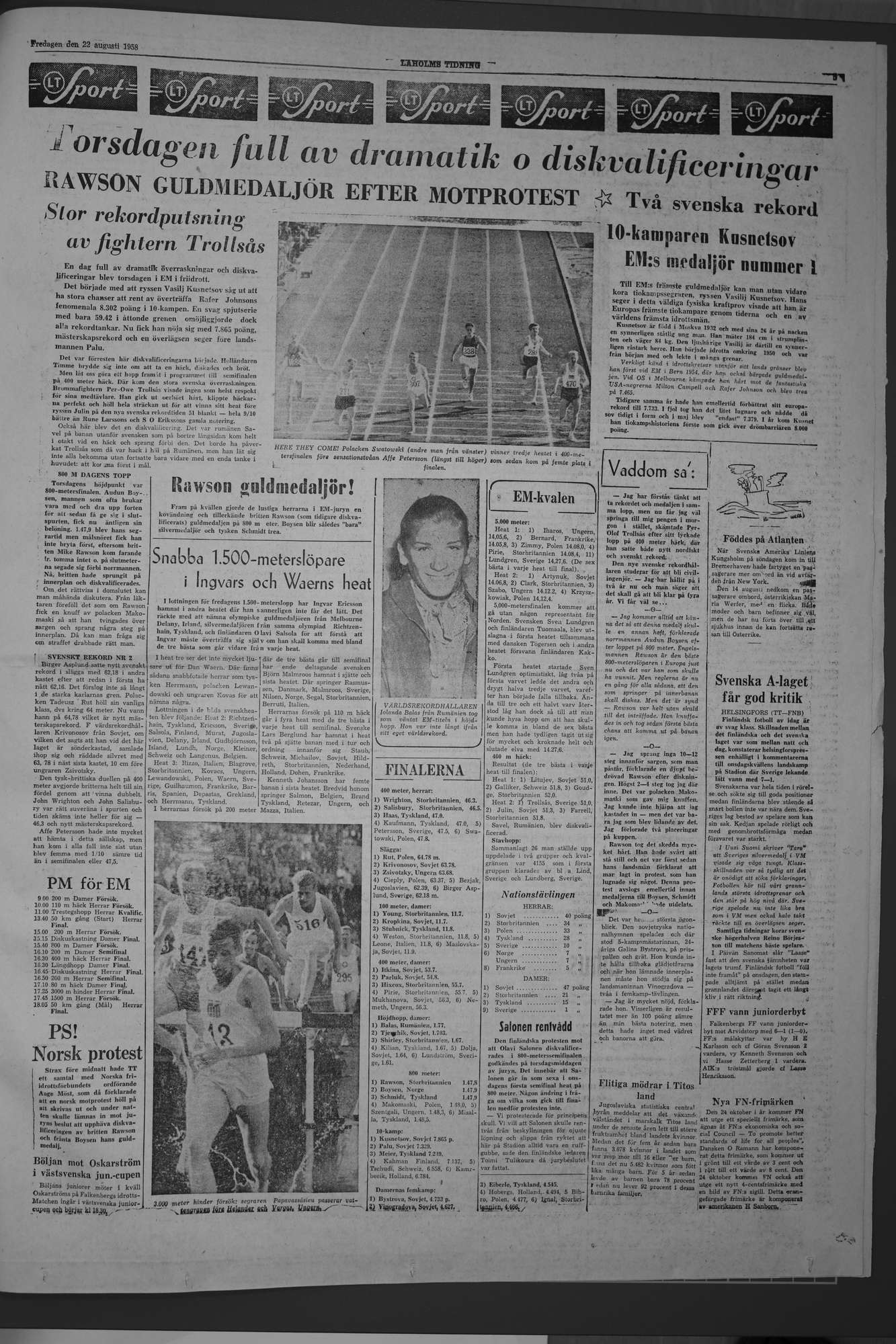 Laholms Tidning Fredag 22 augusti 1958, sida 5